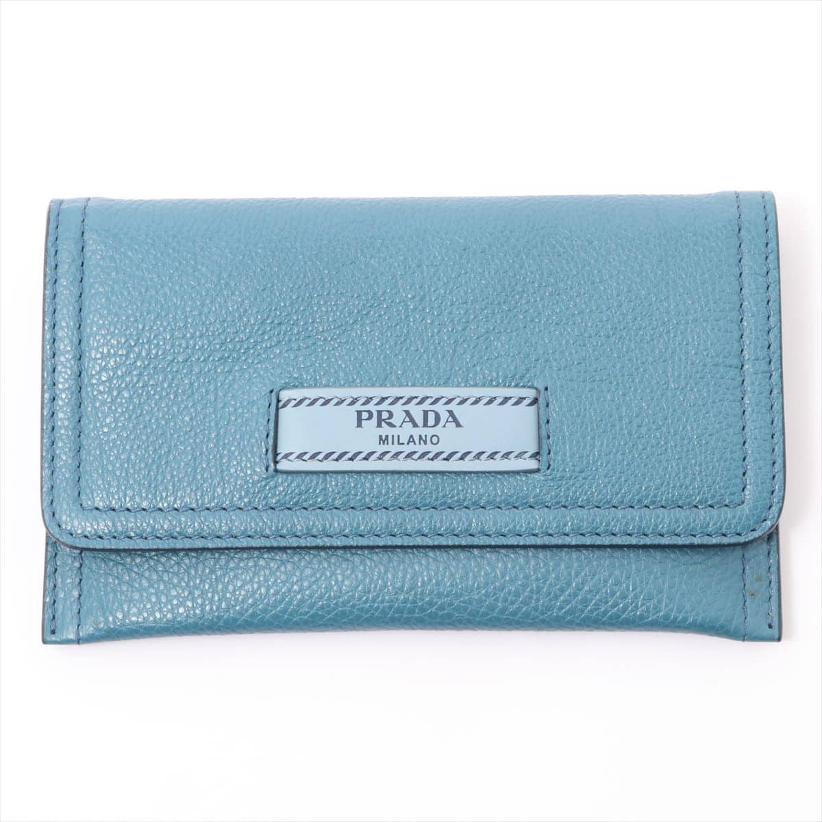 Prada 1MC004 Leather Card Case Blue