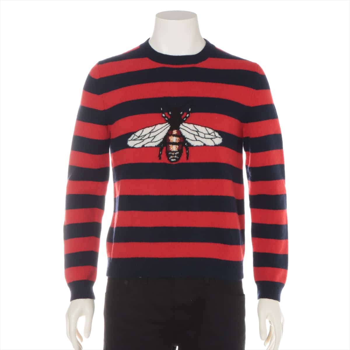 Gucci 18SS Wool Knit M Men's Navy x red  Bee