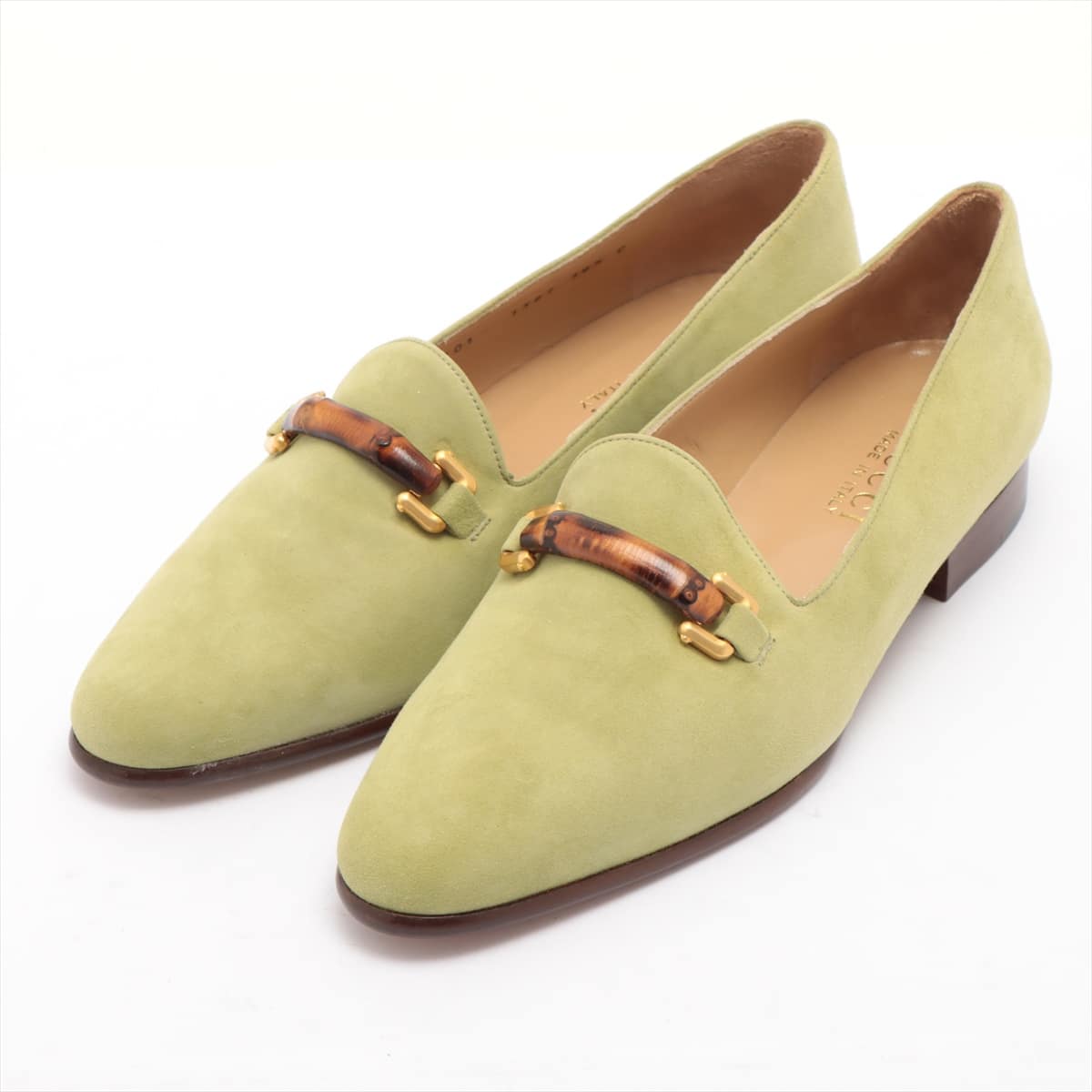 Gucci Suede Pumps 38.5C Ladies' Green Bamboo