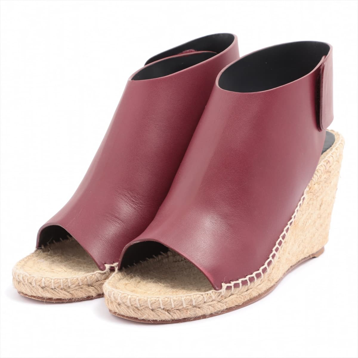 CELINE Leather Wedge Sole Sandals 37 Ladies' Bordeaux