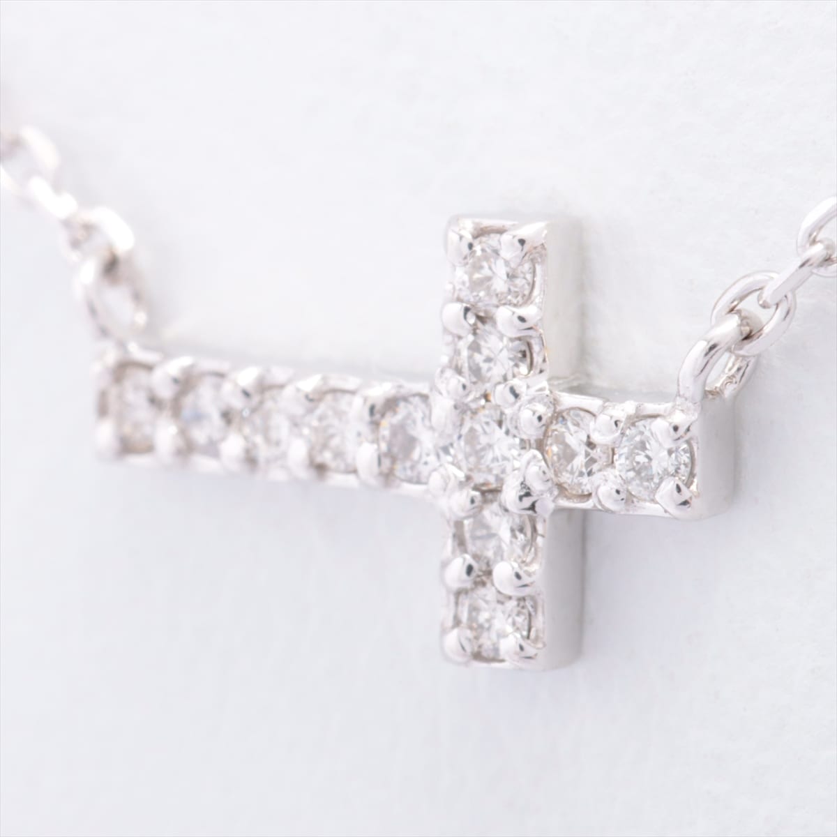 Aget agete Cross diamond Necklace K18WG 0.07ct