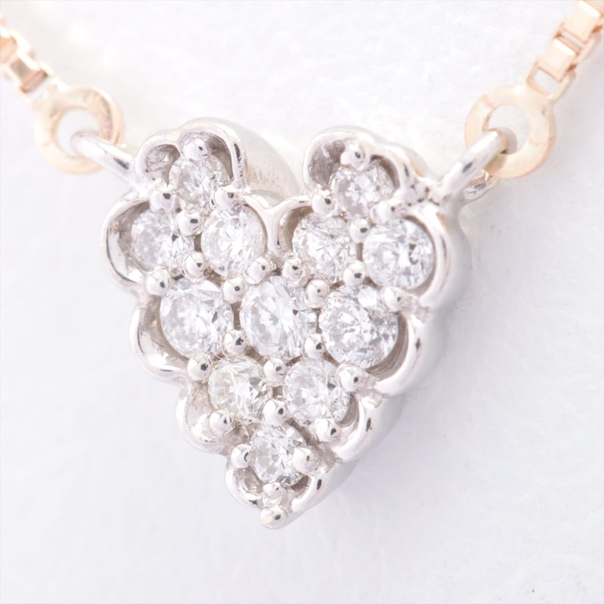 Aget agete hearts diamond Necklace K10YG×WG 0.08ct