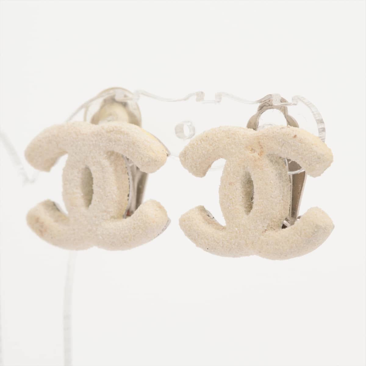 Chanel Coco Mark 03A Earrings (for both ears) GP White x silver