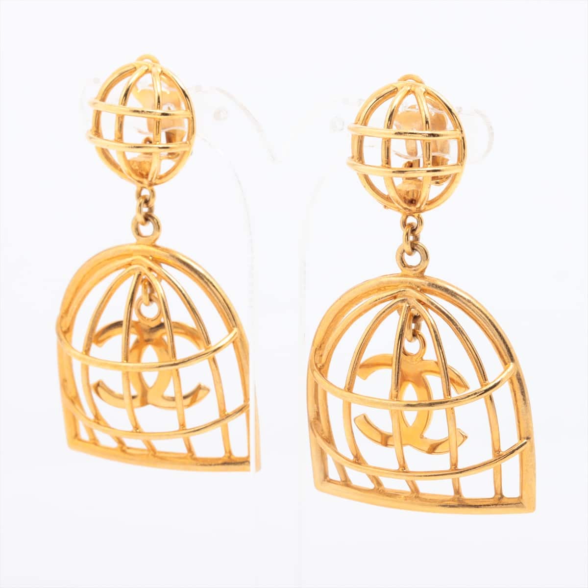 Chanel Coco Mark Earrings (for both ears) GP Gold birdcage