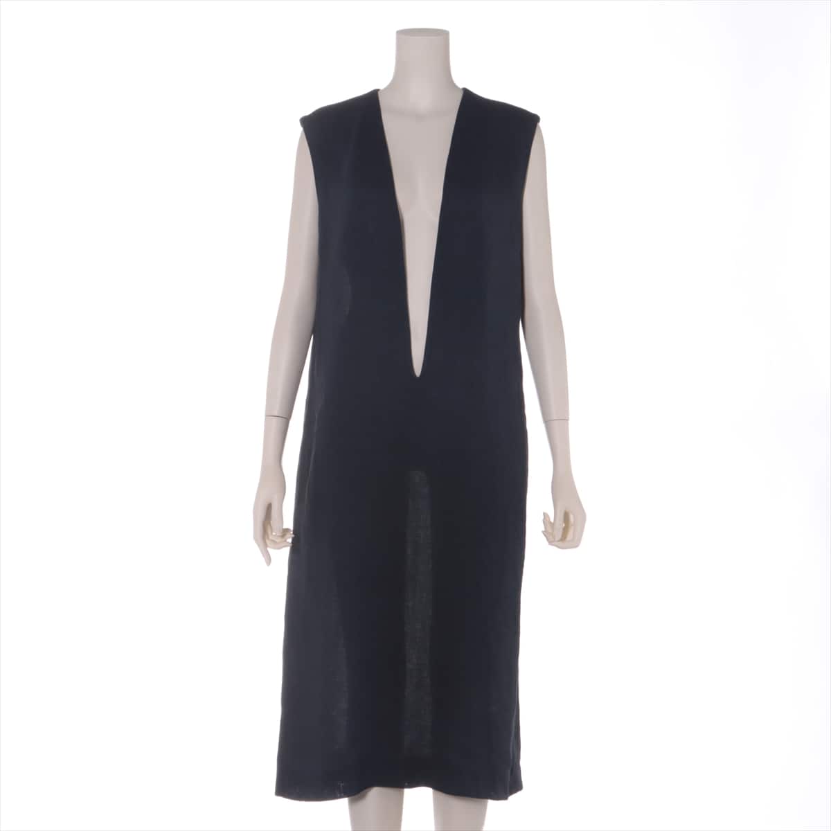 Hermès Margiela Linen Sleeveless dress 36 Ladies' Navy blue  Valouse