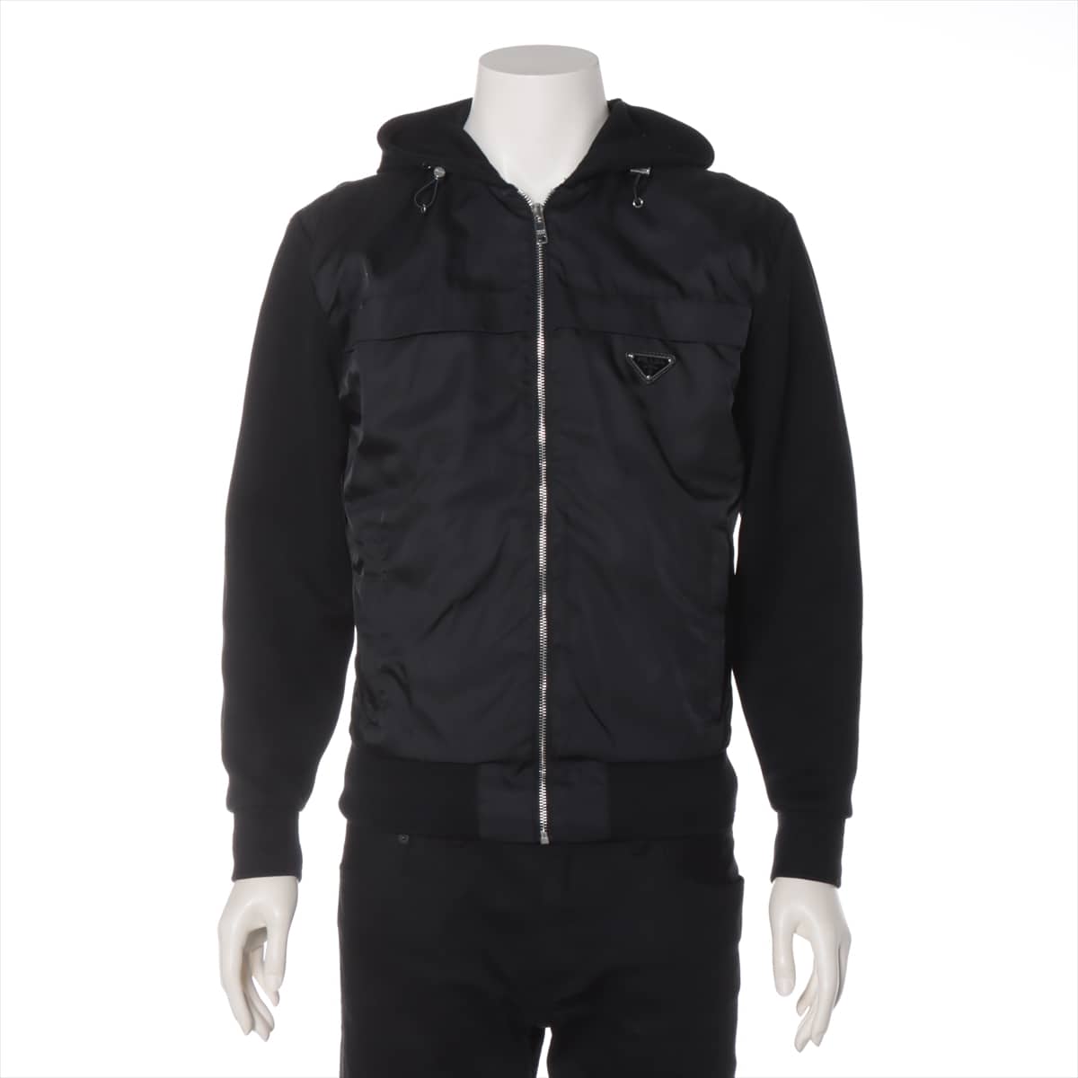 Prada 19AW Cotton & nylon Nylon Jacket XS Men's Black  Triangular logo plate