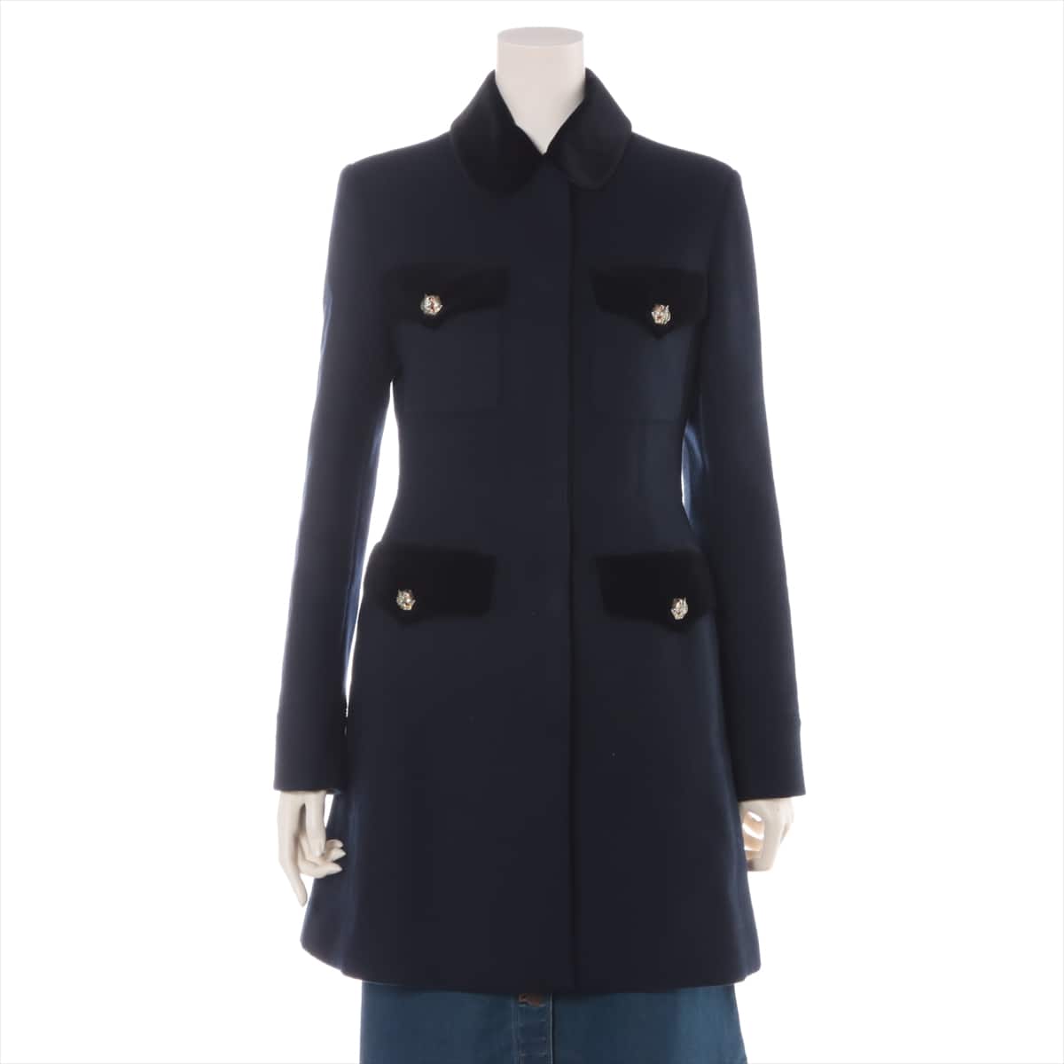 Gucci 18 years Wool & Nylon coats 38 Ladies' Navy blue Missing belt 550979