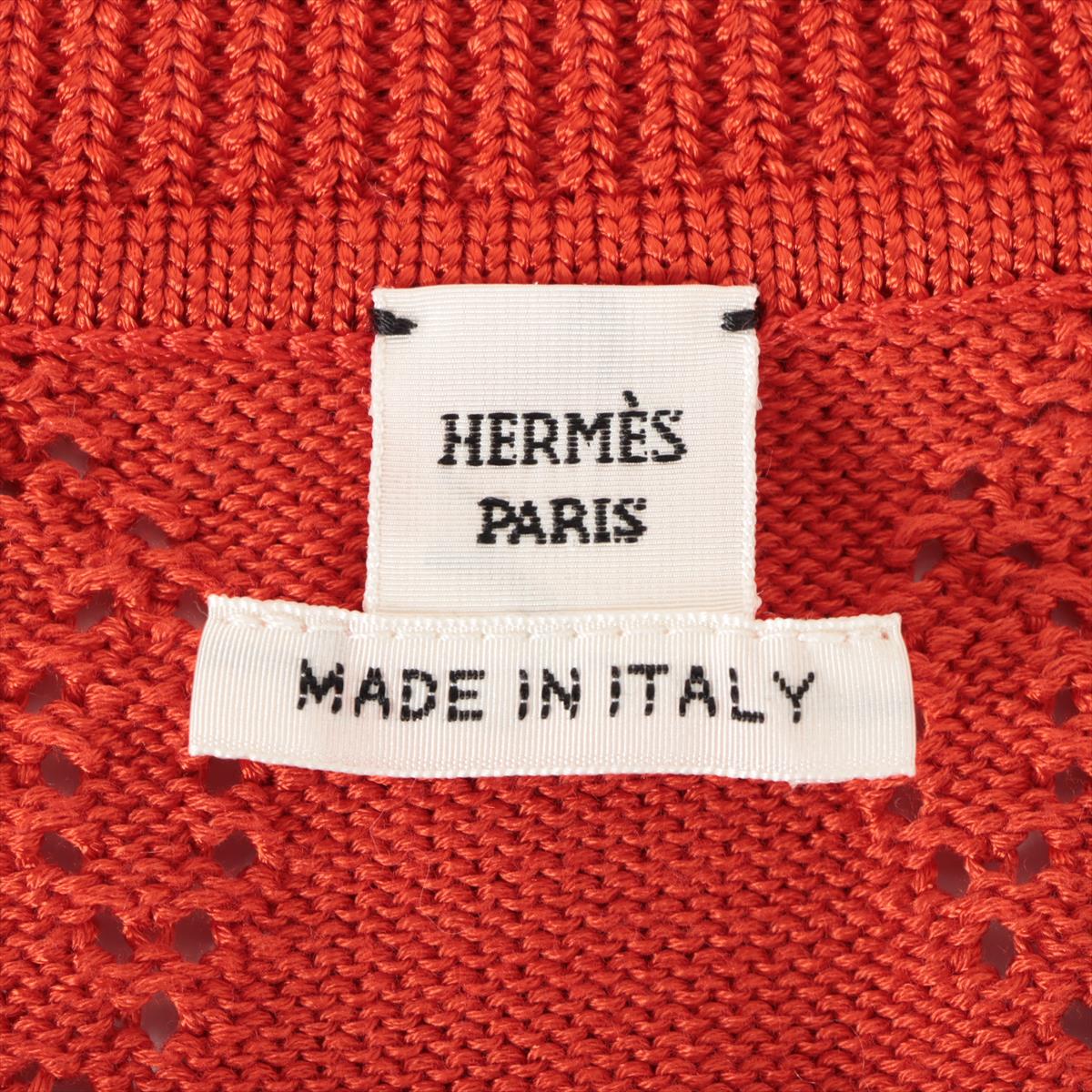 Hermès 22SS Cotton & Rayon Cardigan 38 Ladies' Red  Micro H lift 2E2710DA