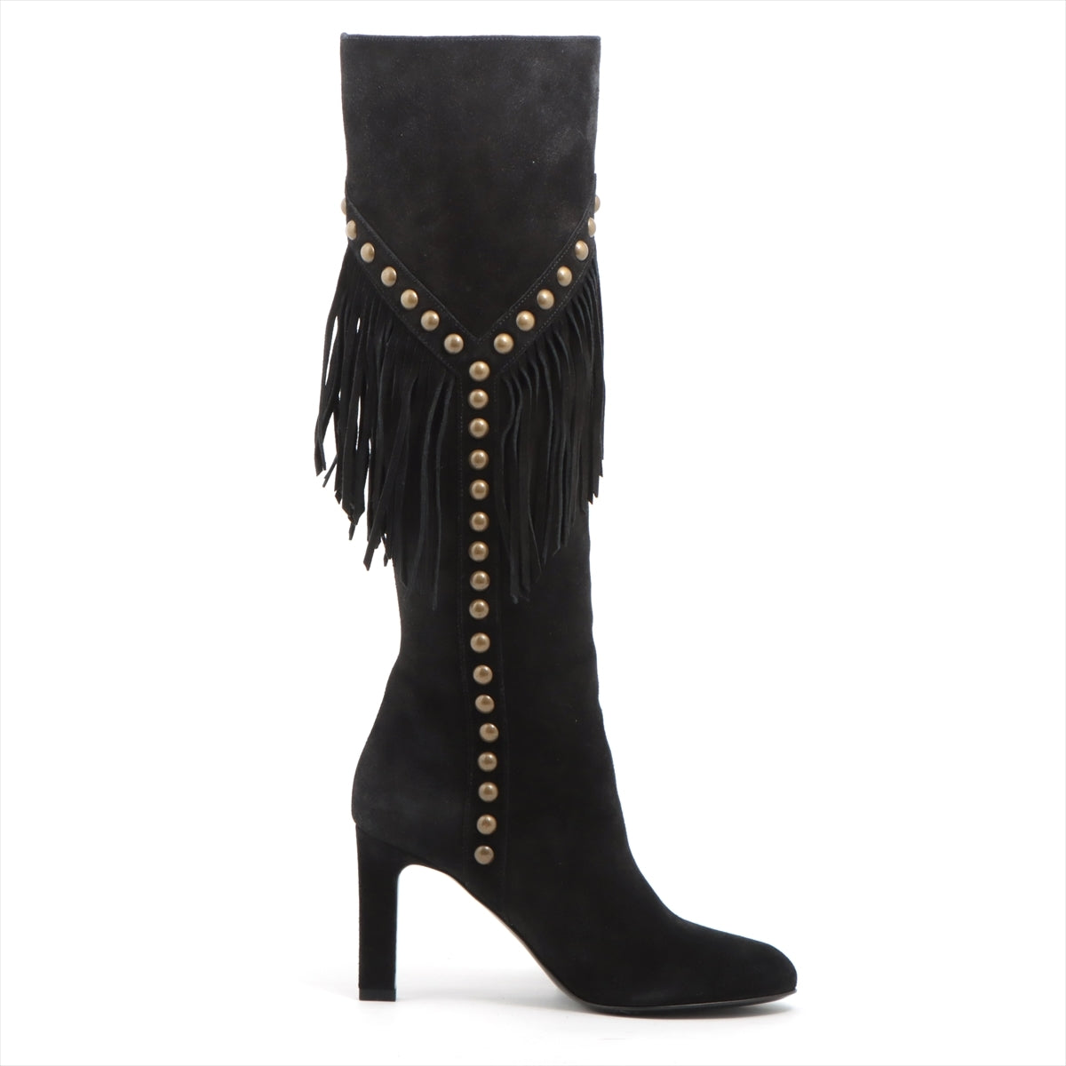 Saint Laurent Paris Suede leather Long boots 34 Ladies' Black 449816 Fringe