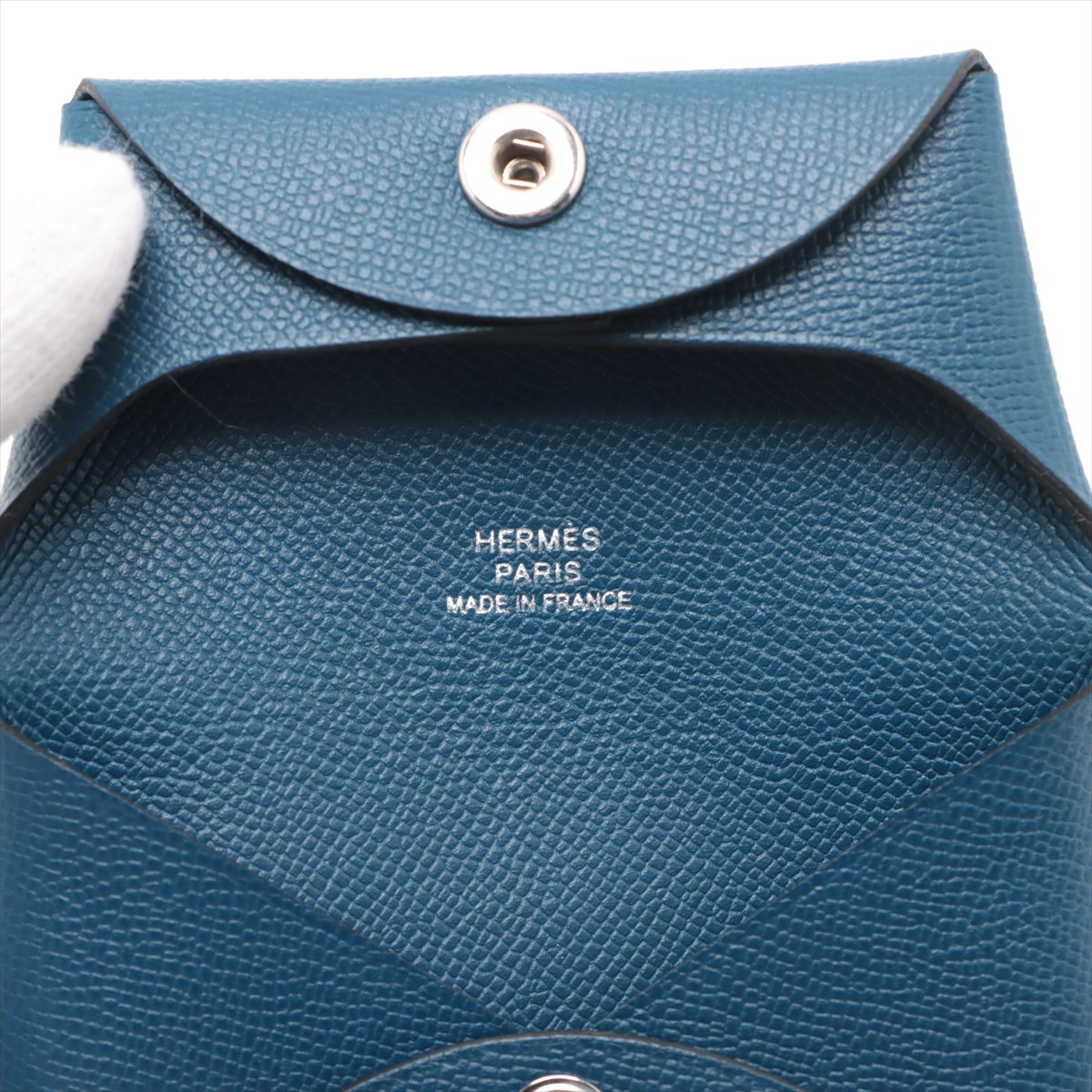 Hermès Bastia Veau Madame Coin case Blue Silver Metal fittings B: 2023