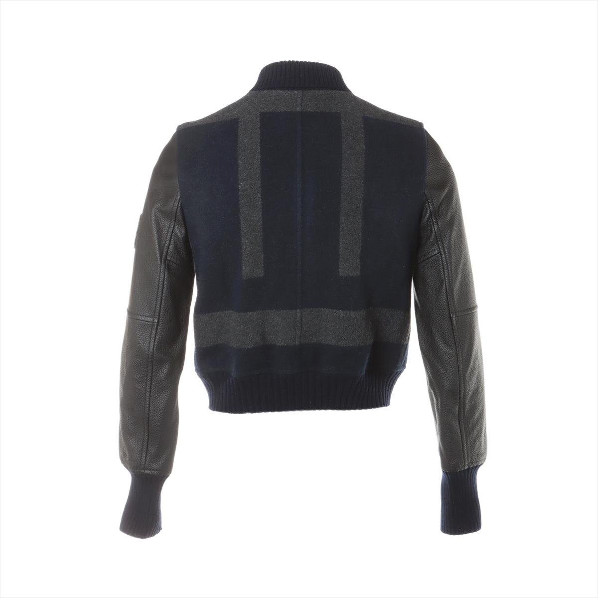 Hermès Serie 20 years Cashmere x leather Jacket 36 Men's Black x Navy  varsity Blouson sleeve with logo patch