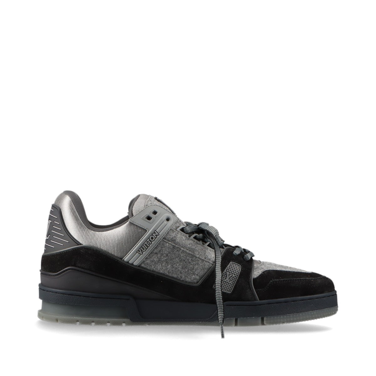 Louis Vuitton LV Trainer Line 19-year Wool & leather Sneakers UK11 Men's Black x Gray NV0159 LV Logo