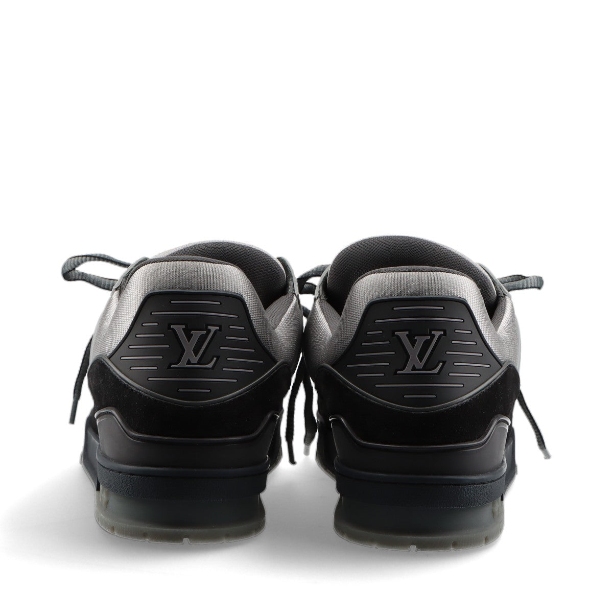 Louis Vuitton LV Trainer Line 19-year Wool & leather Sneakers UK11 Men's Black x Gray NV0159 LV Logo