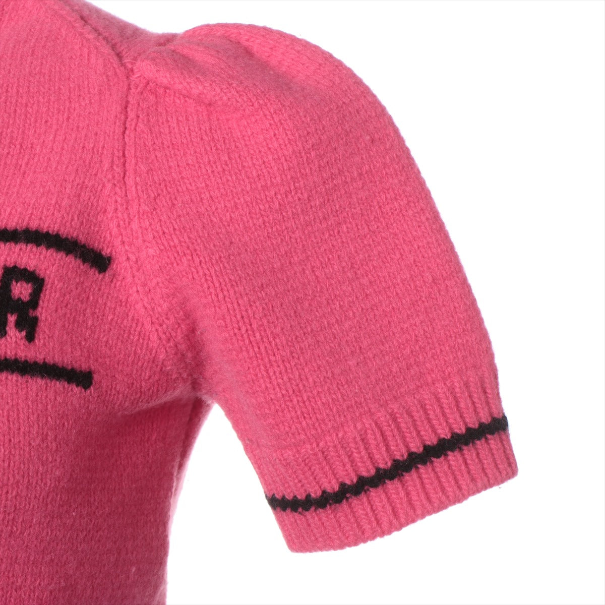 Christian Dior Wool & Cashmere Short Sleeve Knitwear F38 Ladies' Pink  Logo embroidery cropped 224S09AM308
