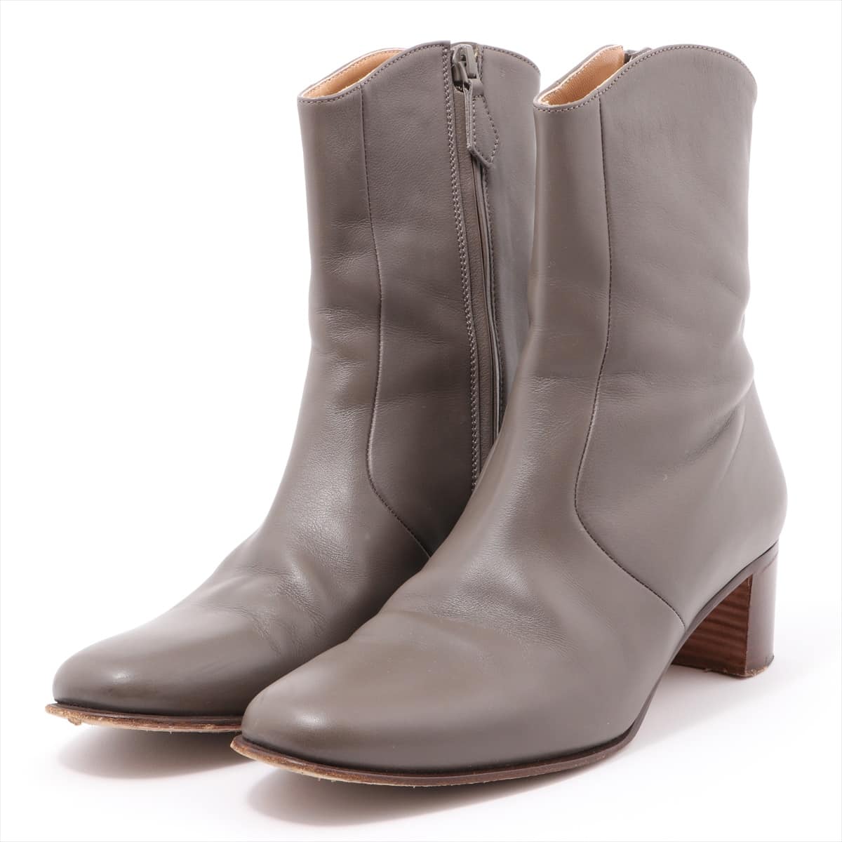 Hermès Leather Boots 38 Ladies' Grey