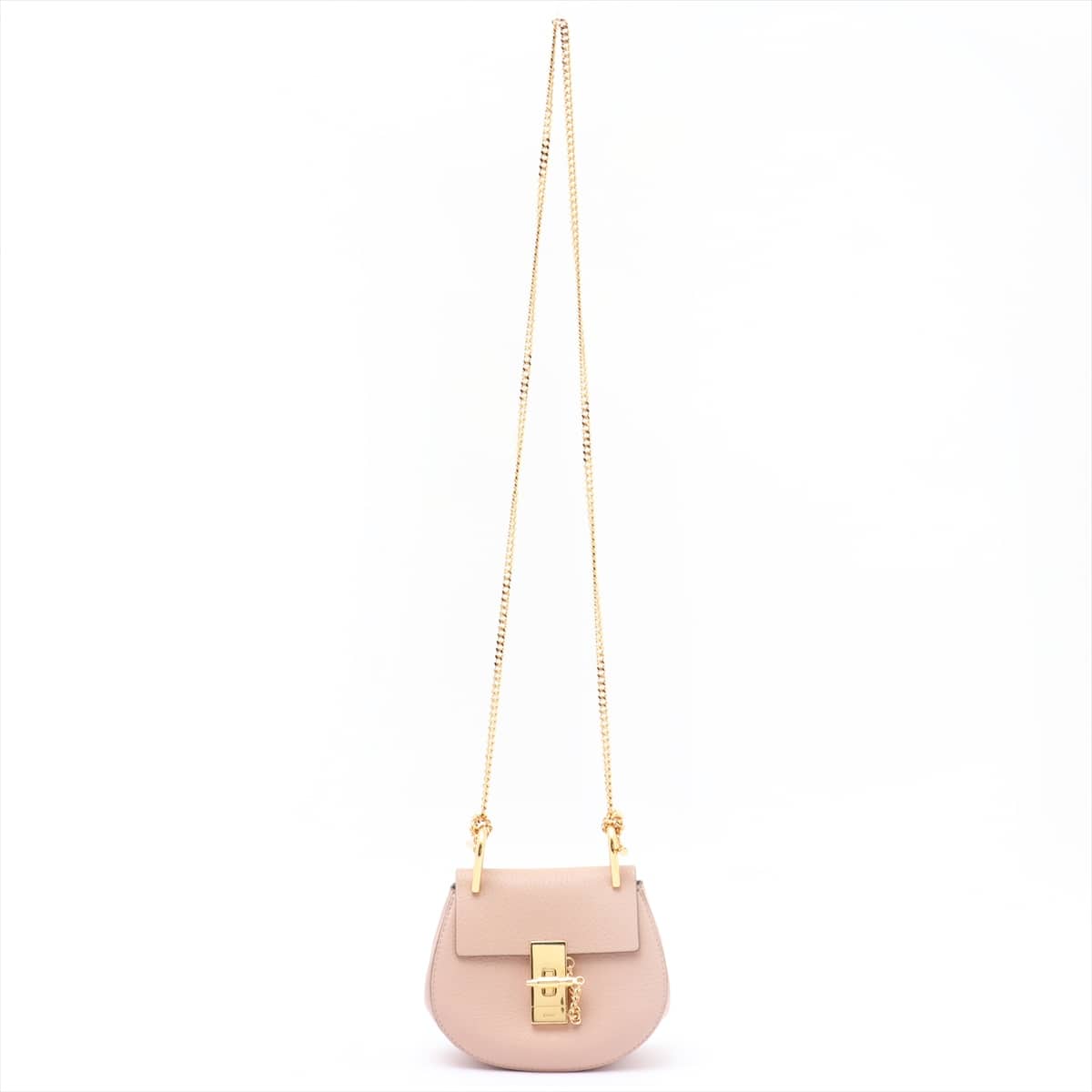 Chloe Drew Leather Chain shoulder bag Pink open papers