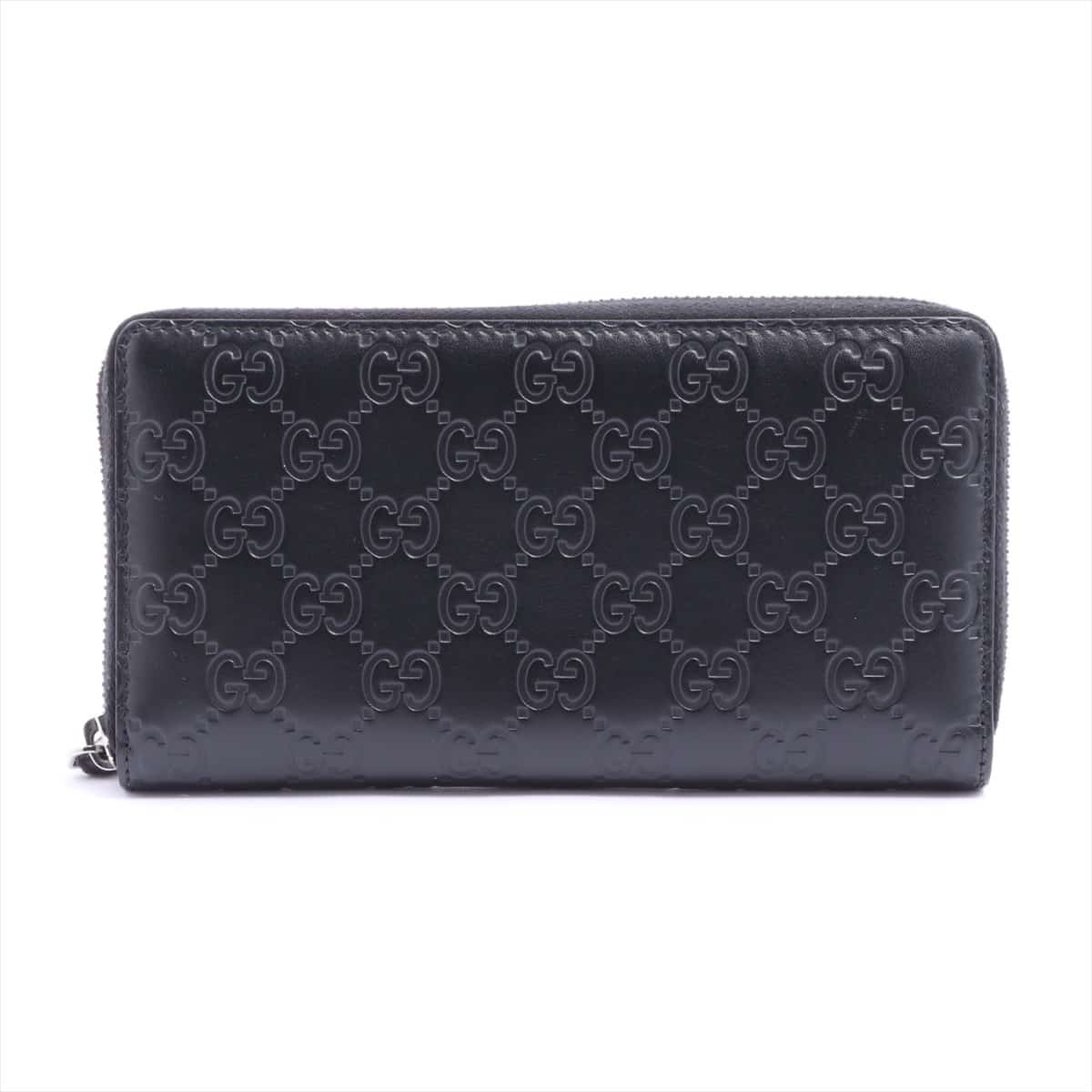 Gucci Guccissima 307987 Leather Round-Zip-Wallet Black