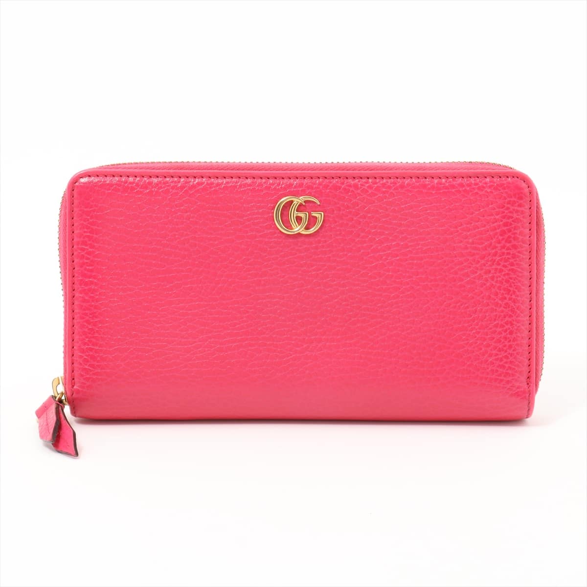 Gucci GG Marmont 456117 Leather Round-Zip-Wallet Pink