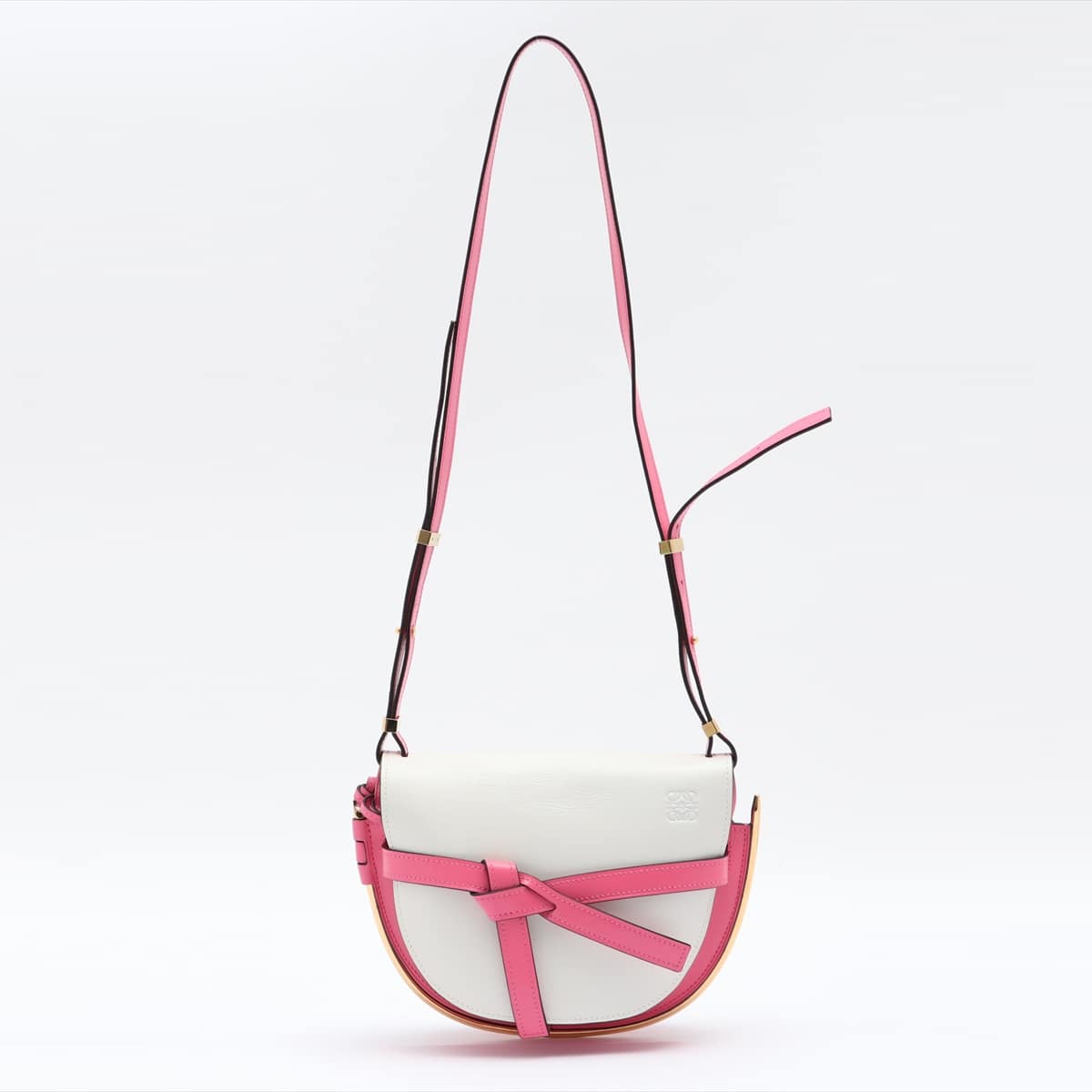 Loewe Gate Leather Shoulder bag White x pink