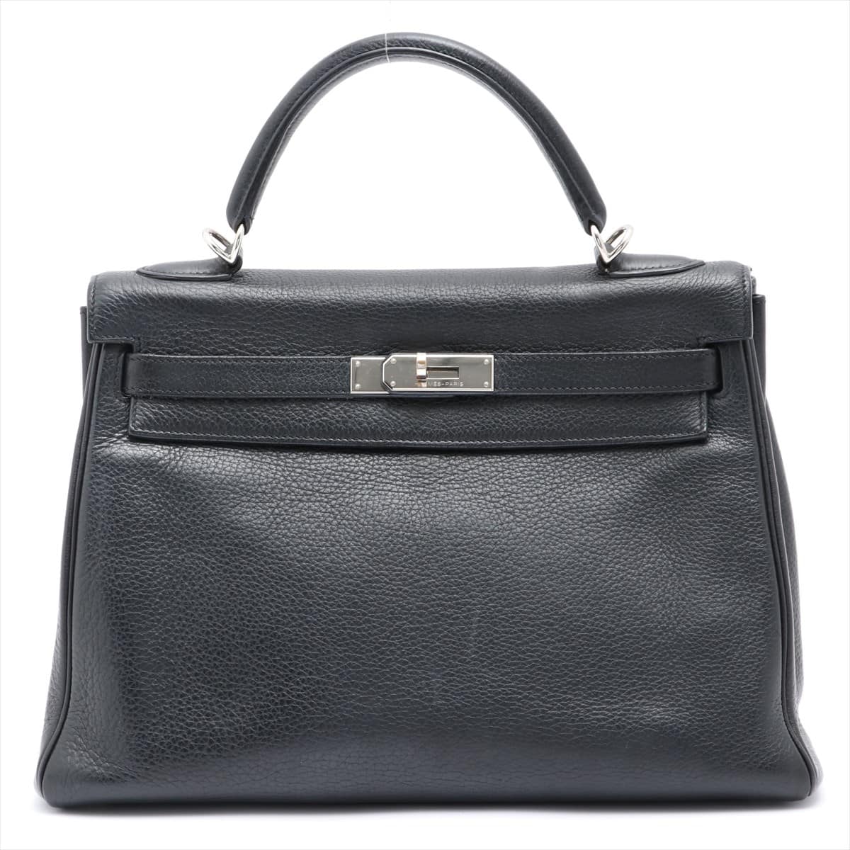 Hermès Kelly 32 Taurillon Clemence 2way handbag Black Silver Metal fittings □K: 2007