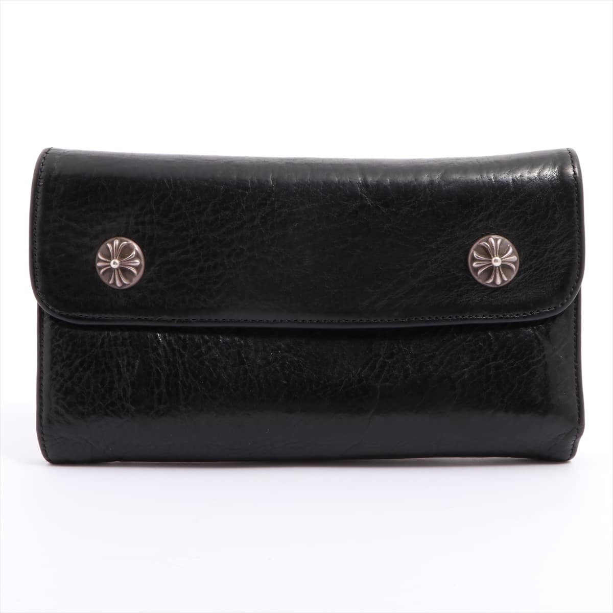 Chrome Hearts Wave Wallet Heavy leather With invoice The cross button is loose