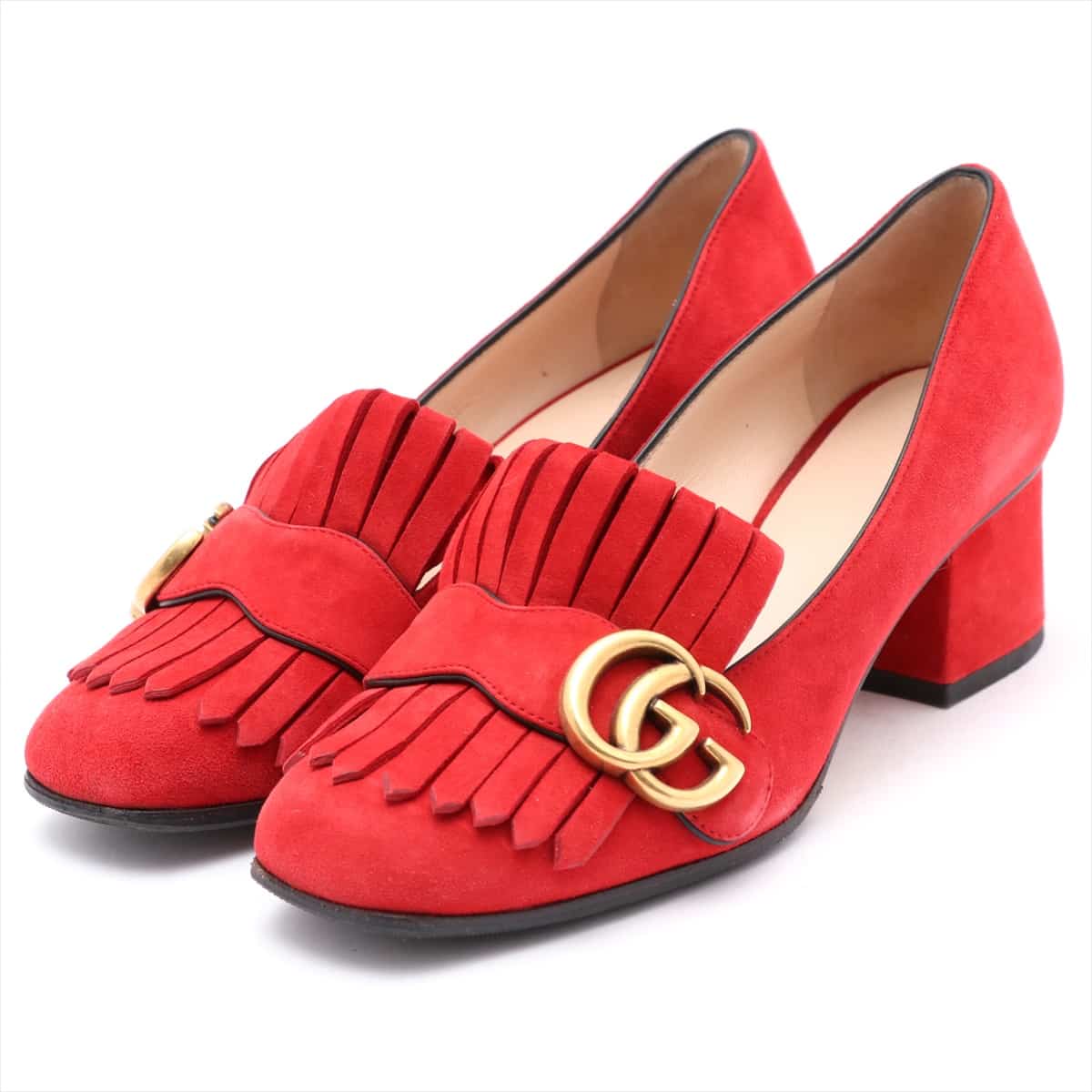 Gucci GG Marmont Suede Pumps 35 Ladies' Red