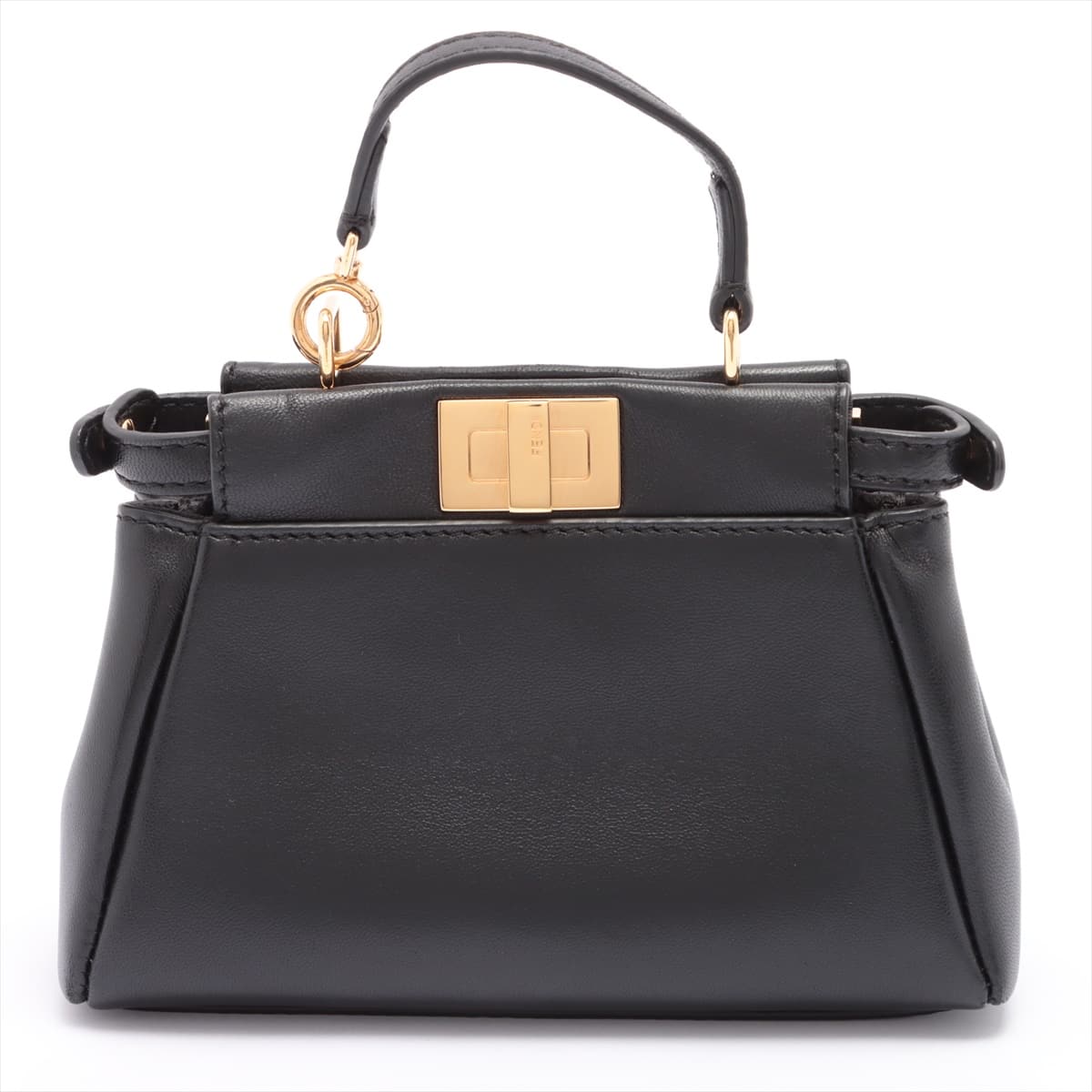 Fendi Micro Mini Peek-a-boo Leather 2way handbag Black The shoulder bracket doesn't close well