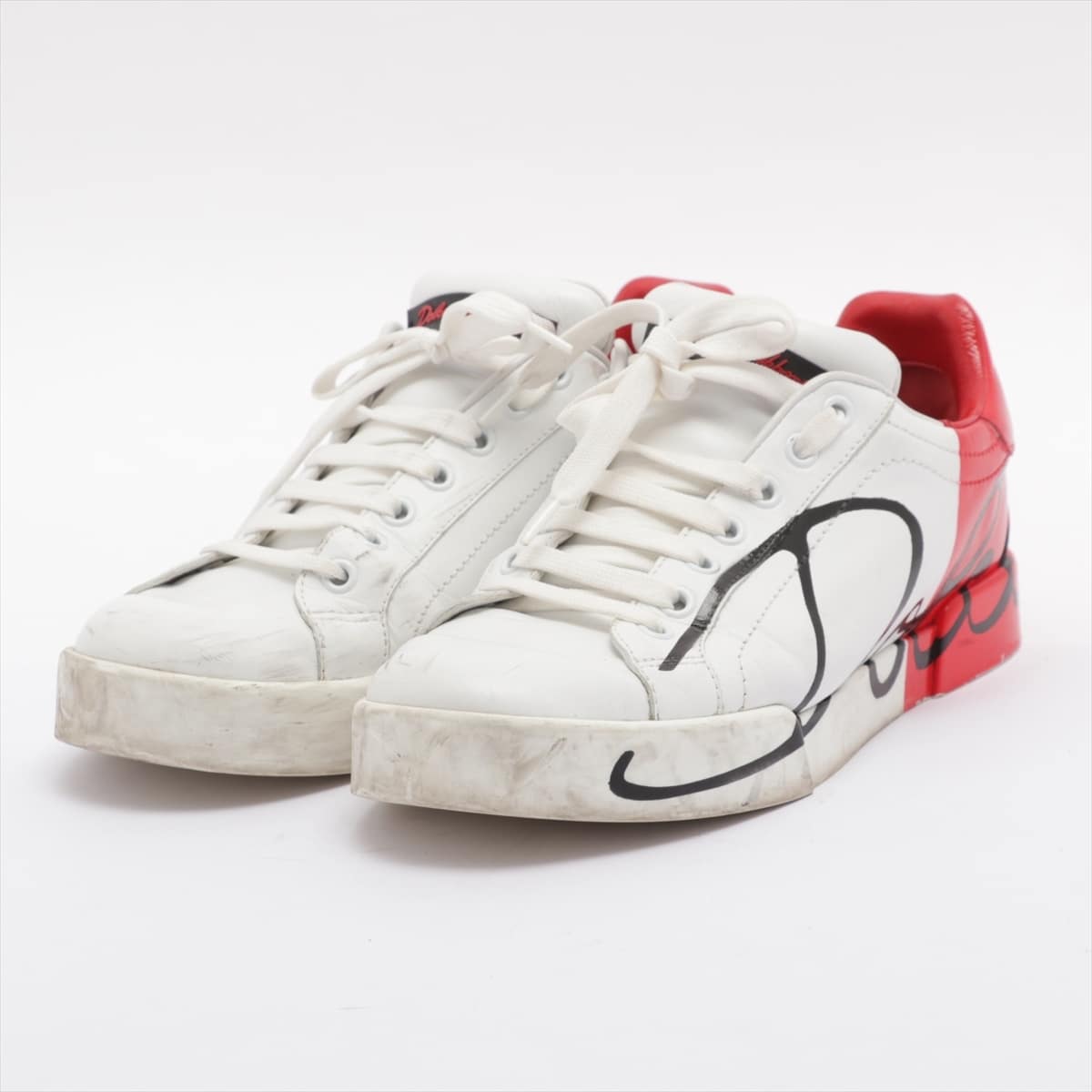 Dolce & Gabbana Leather Sneakers 38.5 Ladies' Red x white
