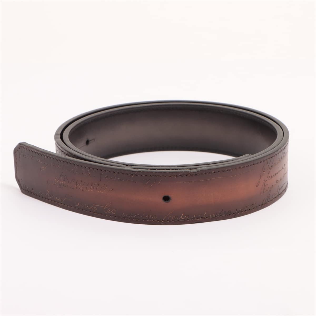 Berluti Calligraphy Belt Leather Brown For 35mm