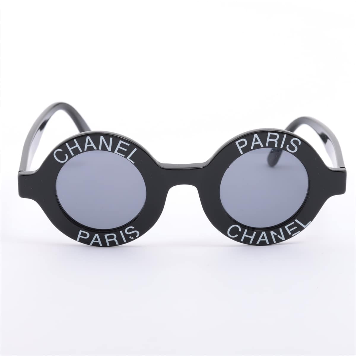 Chanel 01945 94305 Logo Sunglasses Plastic Black × White