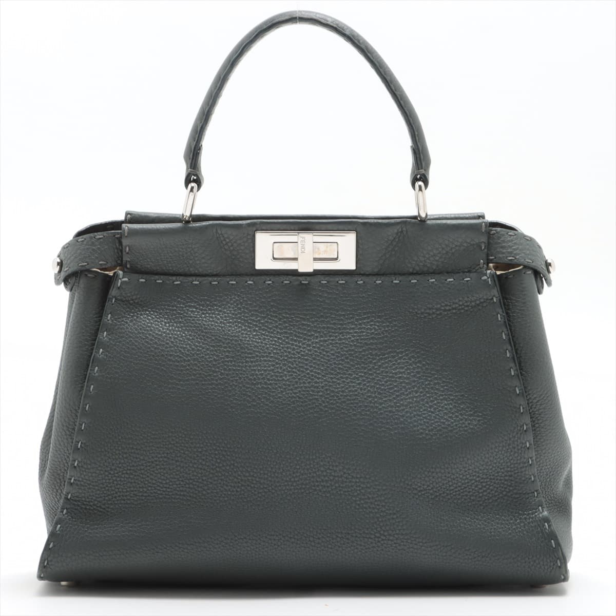 Fendi PEEKABOO REGULAR Selleria Leather 2way handbag Grey