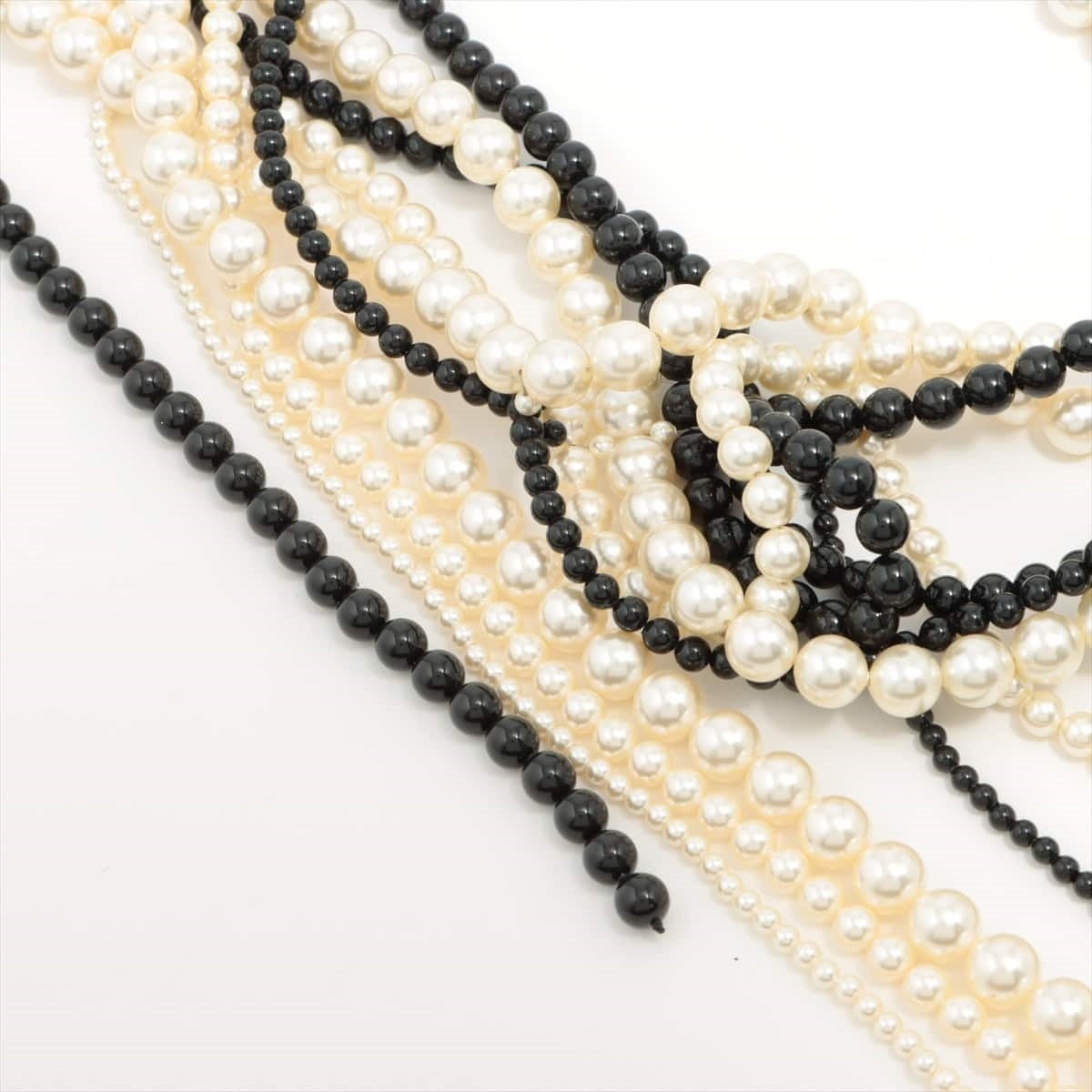 Chanel Coco Mark B14K Necklace GP x Imitation pearl Silver