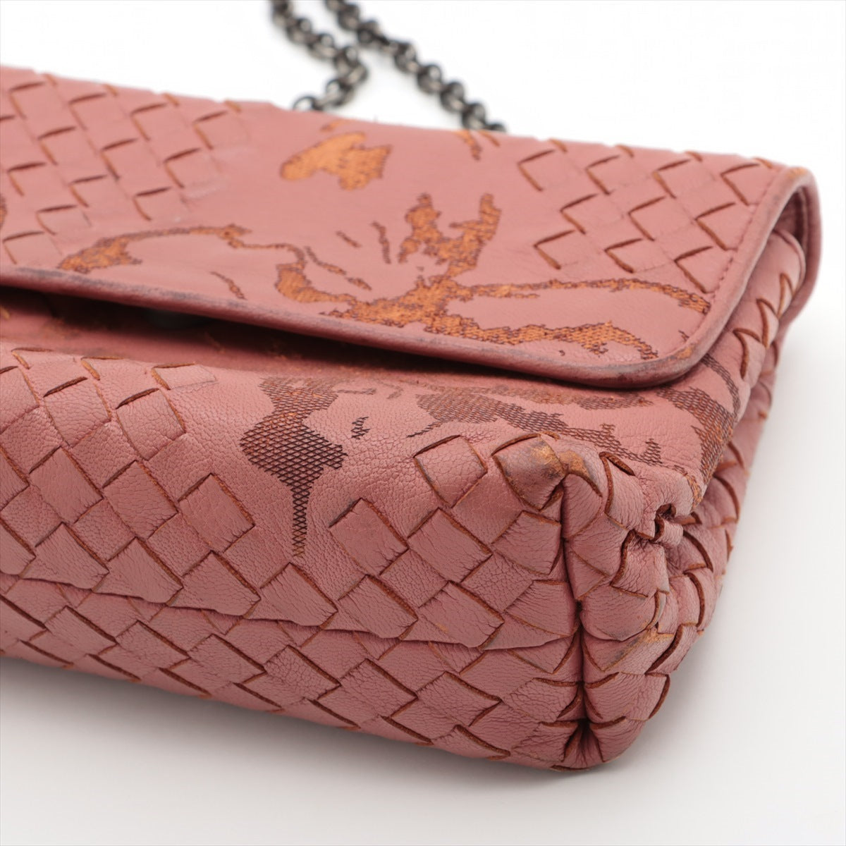 Bottega Veneta Intrecciato Leather Chain shoulder bag Pink With mirror