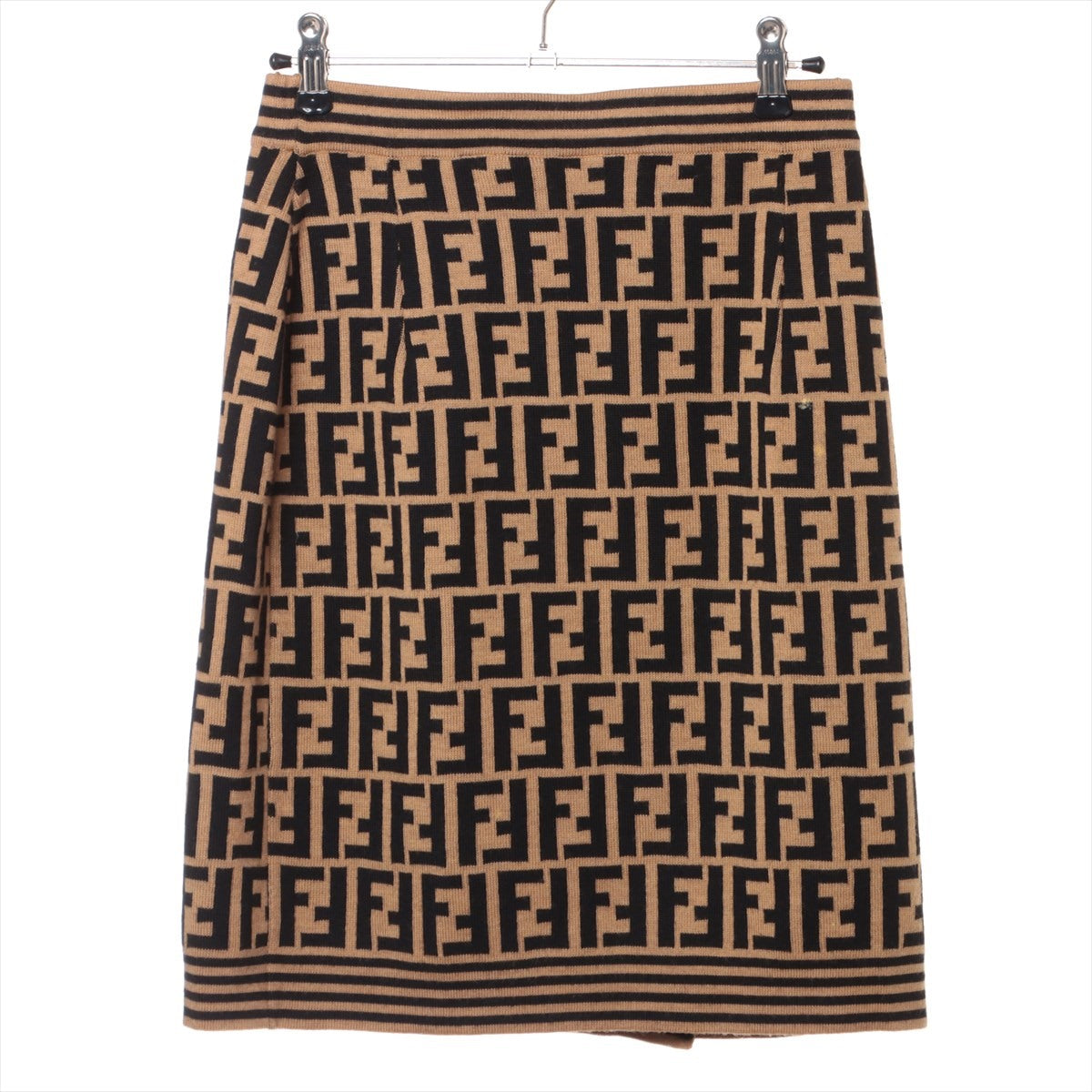 Fendi ZUCCa Wool Knit Skirt 40 Ladies' Black × Brown