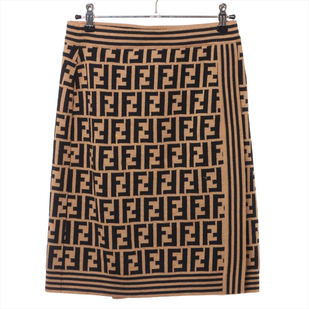 Fendi ZUCCa Wool Knit Skirt 40 Ladies' Black × Brown
