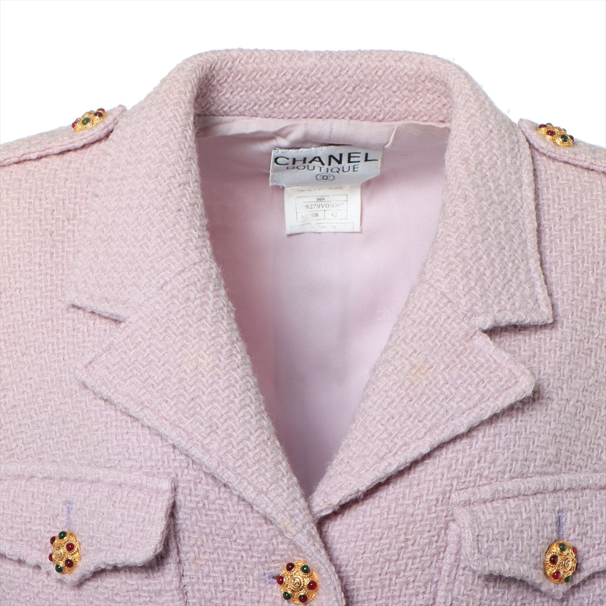 Chanel Coco Mark Wool x alpaca Jacket 42 Ladies' Purple  Tweed Gripoix