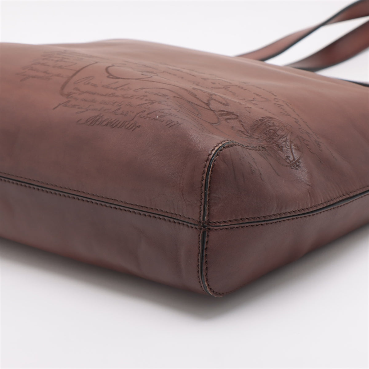 Berluti Calligraphy Leather Tote bag Brown