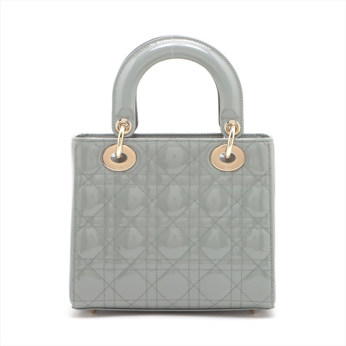 Christian Dior Lady Dior Cannage Patent leather 2way handbag Grey
