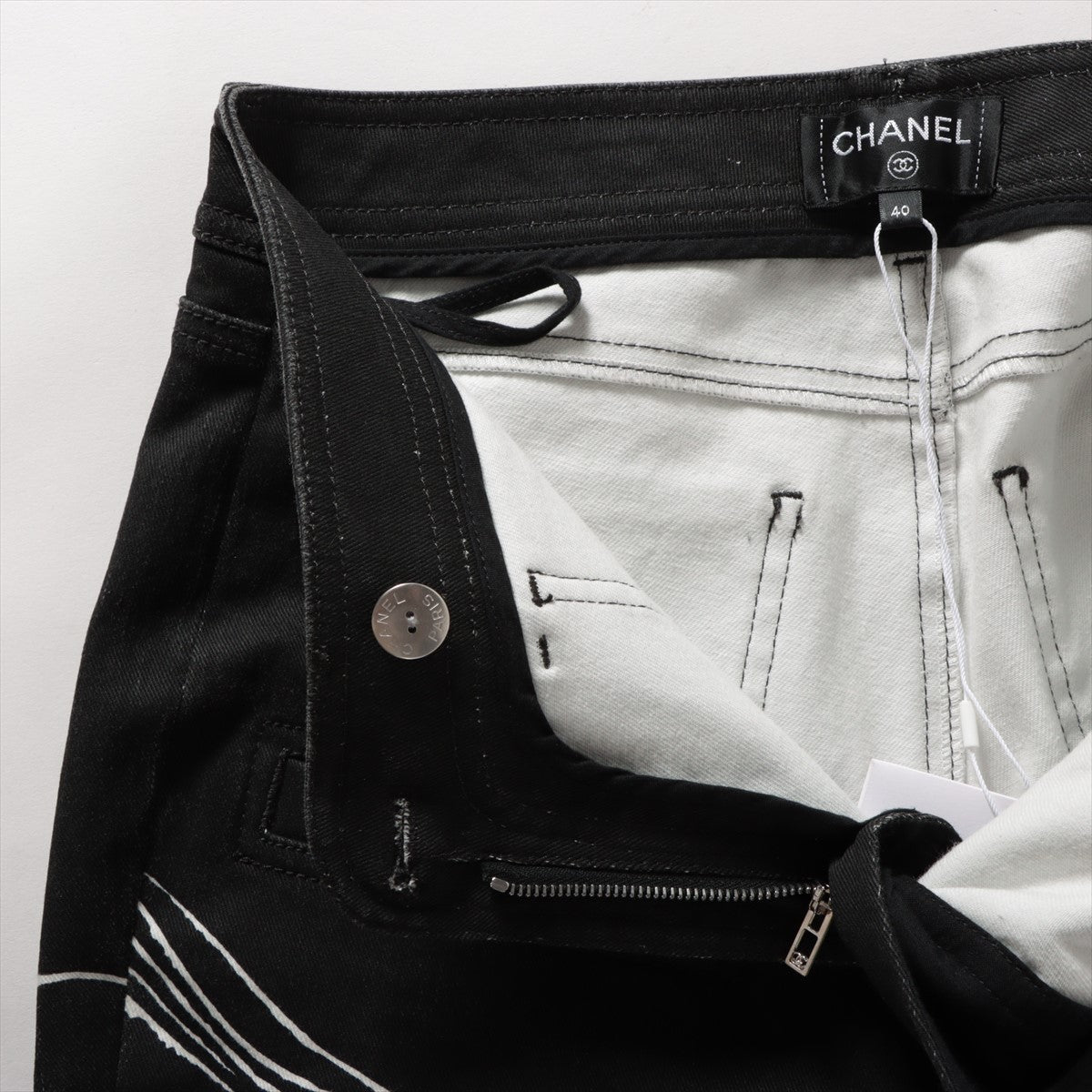Chanel Coco Button 22C Cotton Denim pants 40 Ladies' Grey  P71979V63579