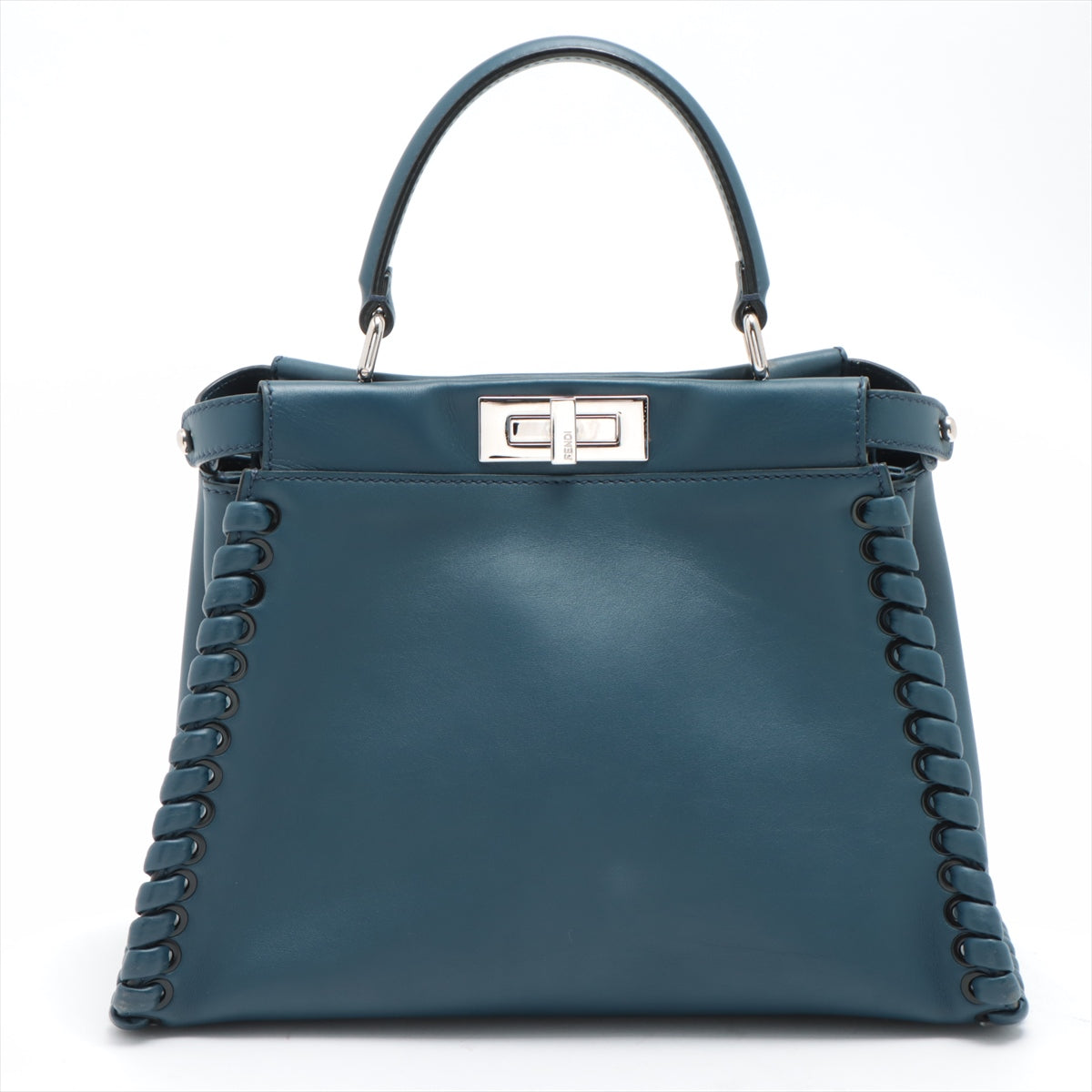 Fendi PEEKABOO REGULAR Leather Hand bag Blue 8BN290