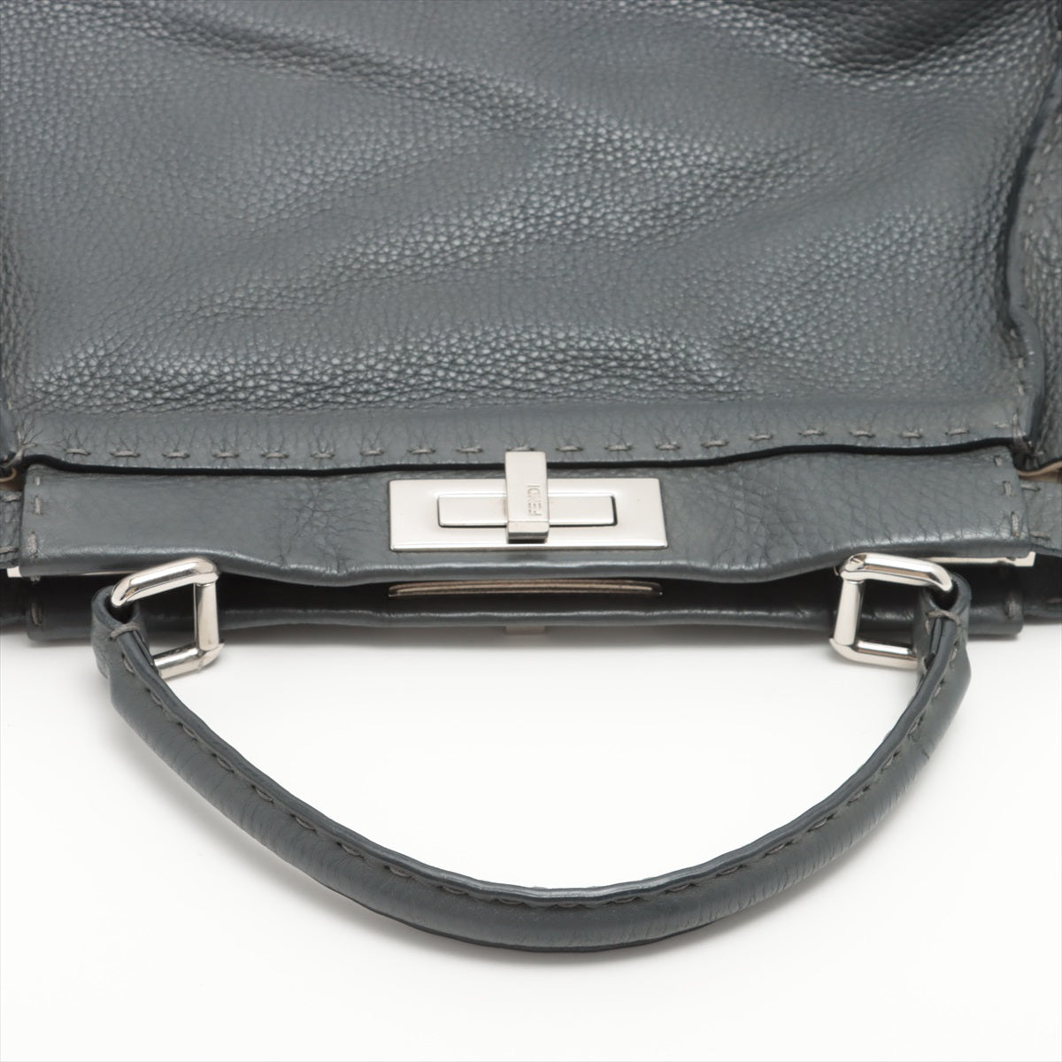 Fendi PEEKABOO REGULAR Selleria Leather 2way handbag Grey 8BN290