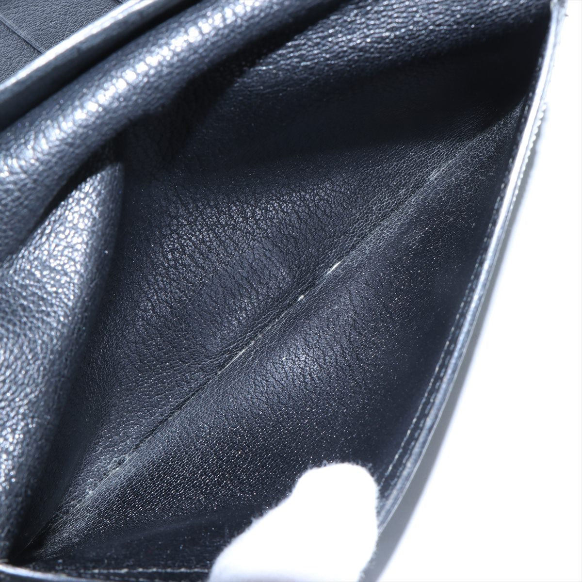 Hermès Bearn Dupri Chevre myzore Wallet Black Silver Metal fittings □H: 2004