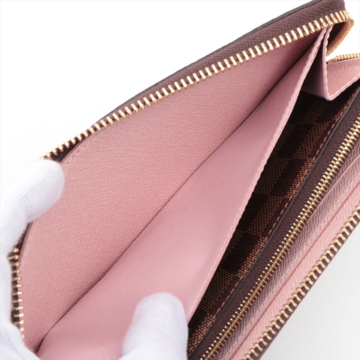 Louis Vuitton Damier Wallet Clemence N41626 Rose ballerine Round-Zip-Wallet Coin purse discoloration