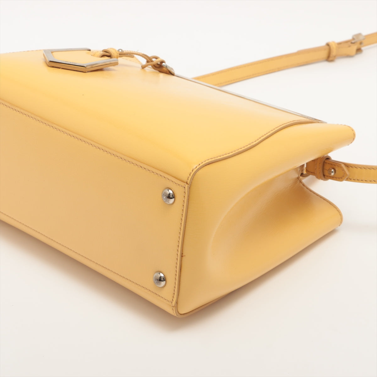Fendi Petit 2 Jours Patent leather 2way shoulder bag Yellow 8BH253