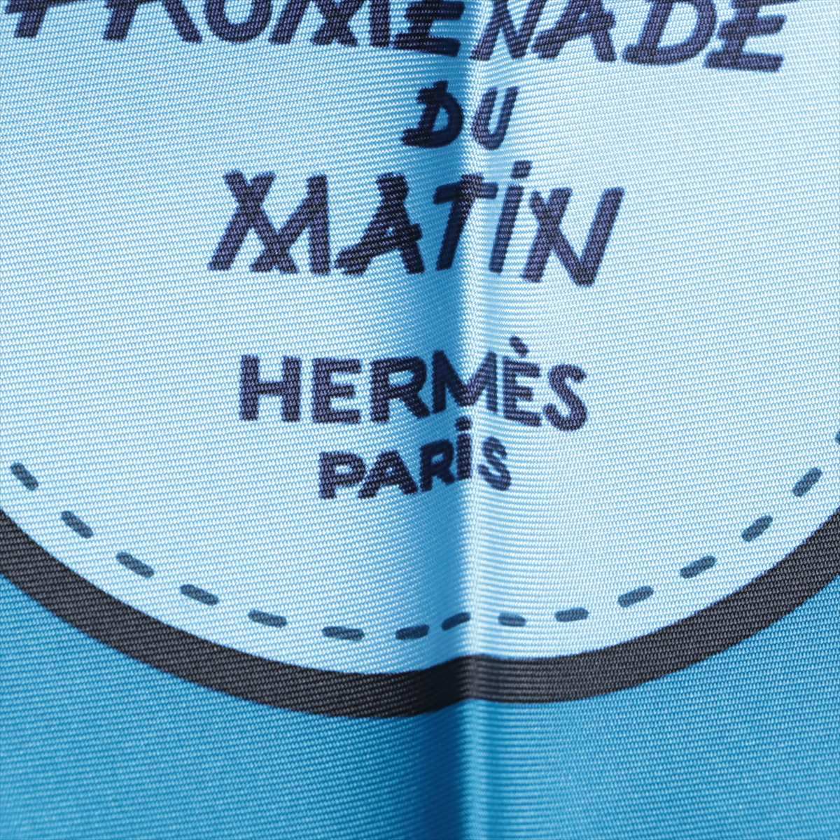 Hermès Pointu LA PROMENADE DU MATIN Morning walks Scarf Silk Blue
