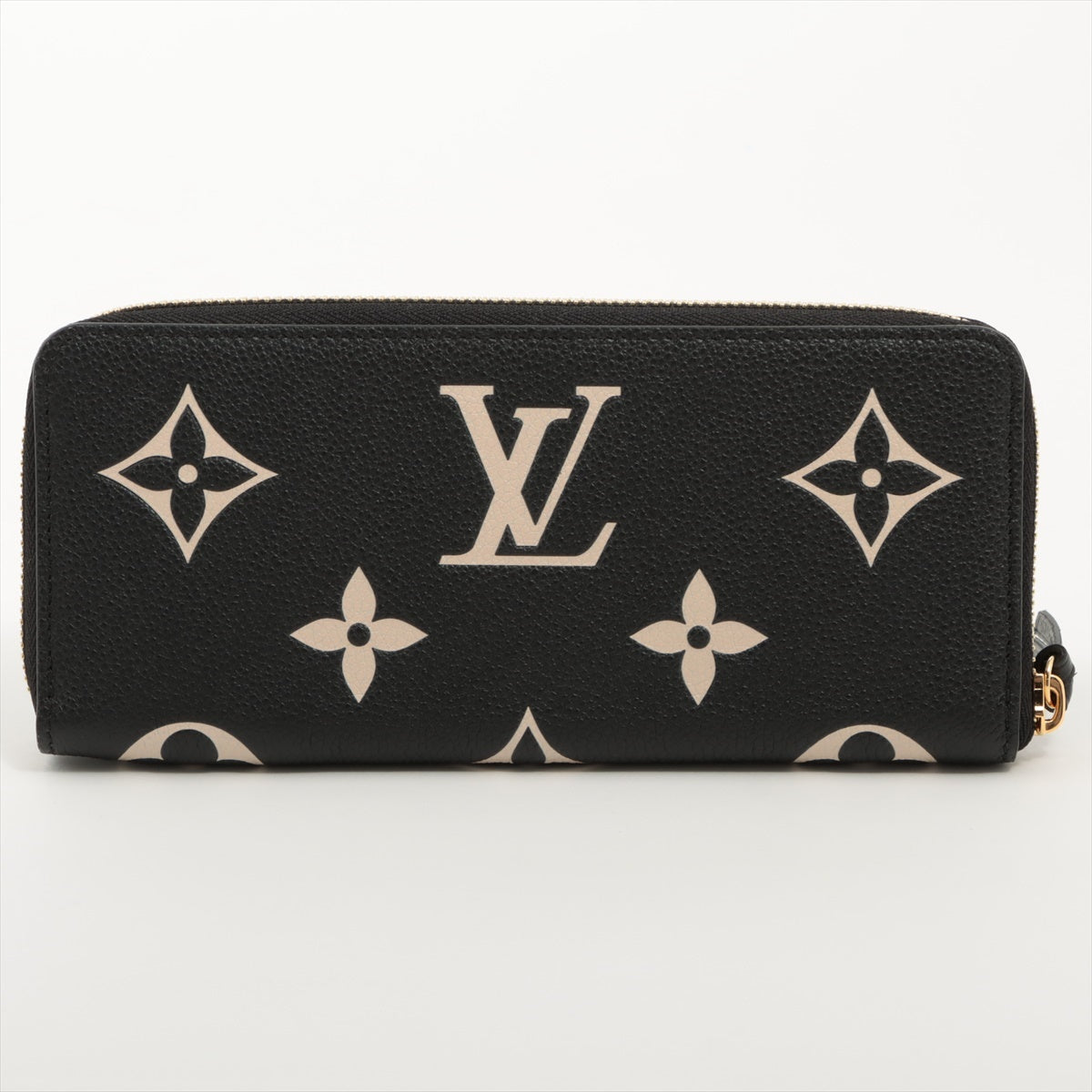 Louis Vuitton Bicolor Monogram Empreinte Wallet Clemence M82338 black x beige Round-Zip-Wallet