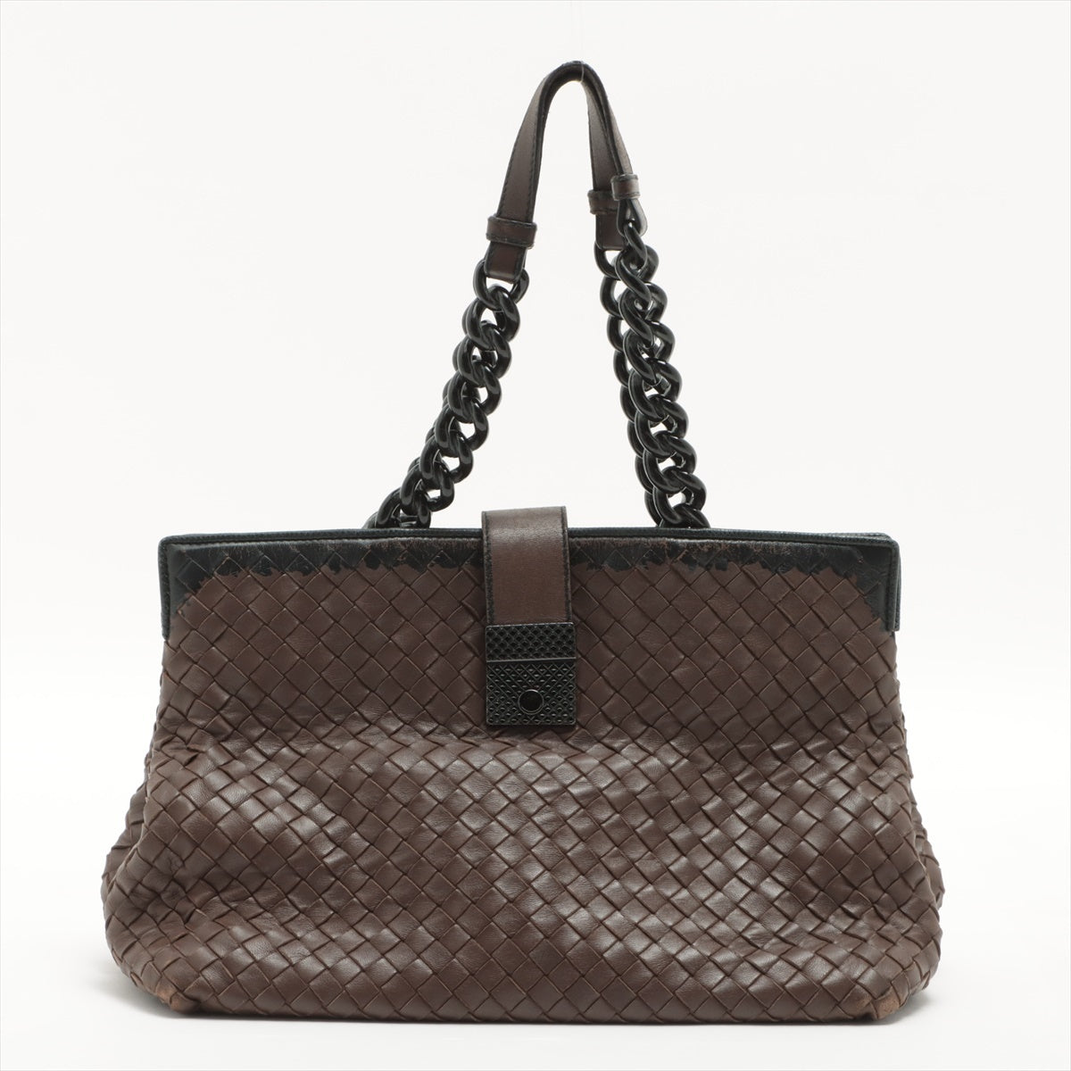 Bottega Veneta Intrecciato Leather Chain handbag Brown Internal seal adhesion