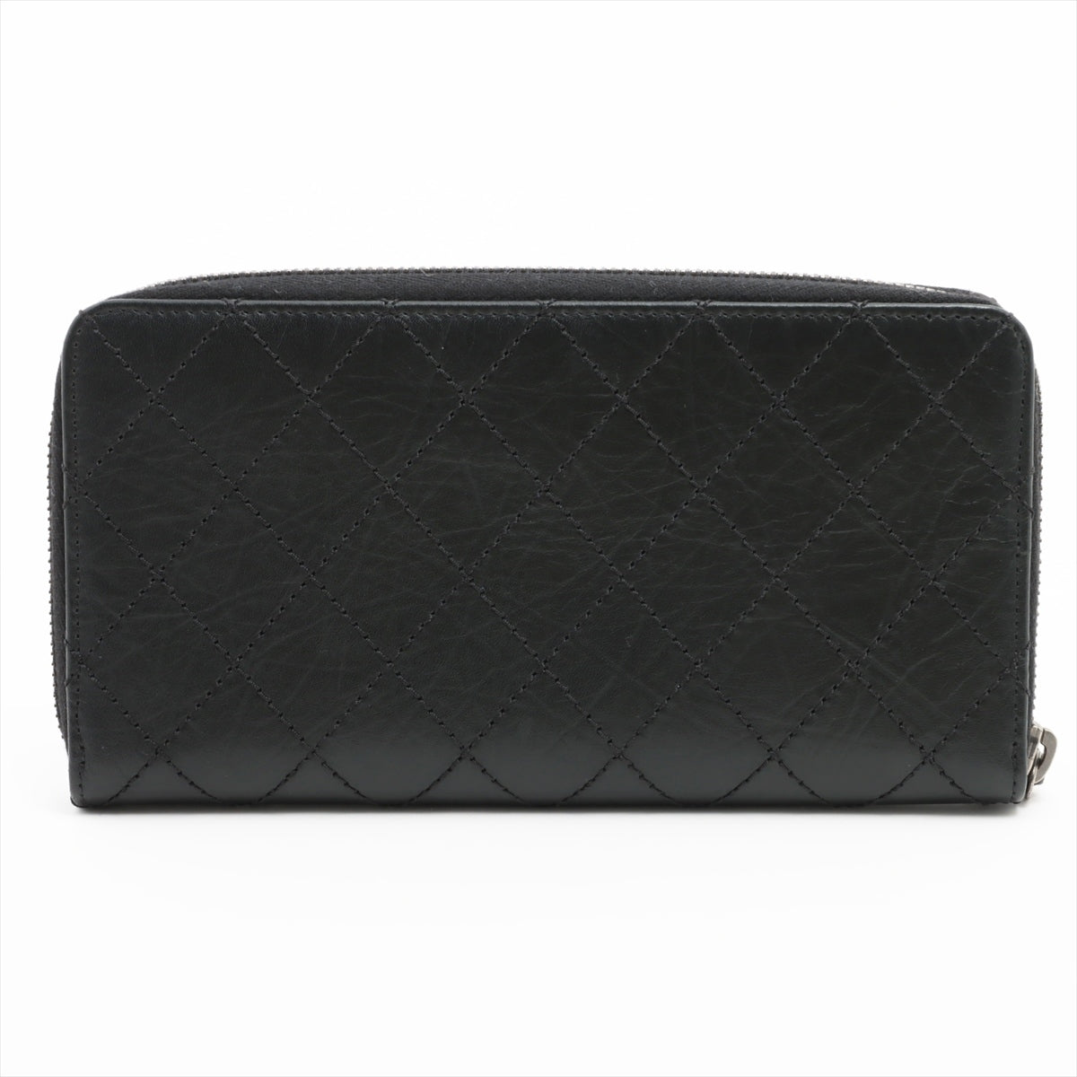 Chanel 2.55 Leather Round-Zip-Wallet Black Silver Metal fittings 16XXXXXX