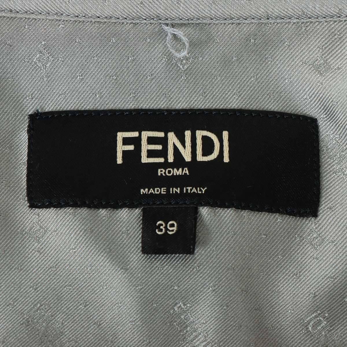 Fendi 21 years Silk Shirt 39 Silver  There is dirt on the cuff Back body There is a crease on the left sleeve