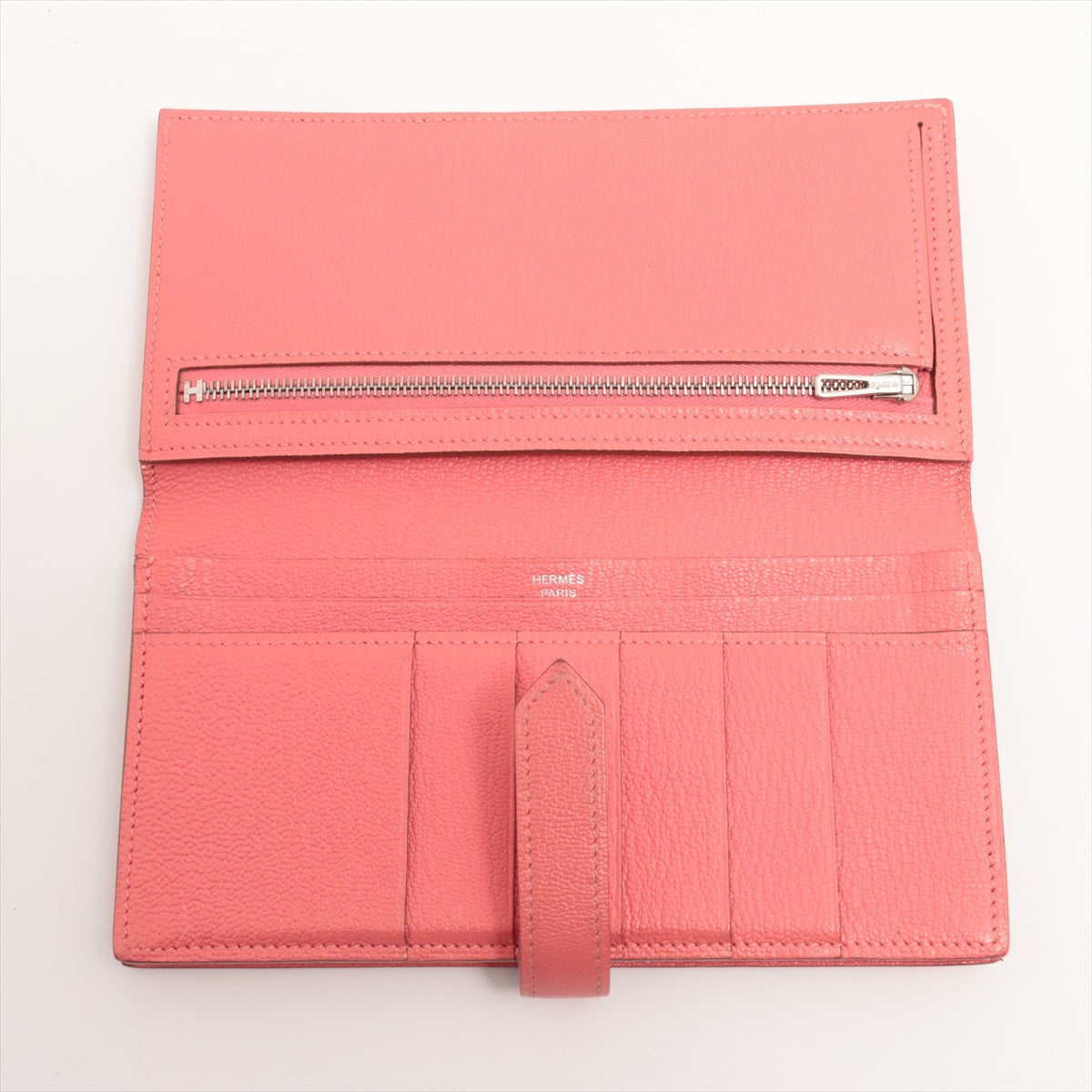 Hermès Bean Souffle Veau Epsom Wallet Pink Silver Metal fittings T:2015